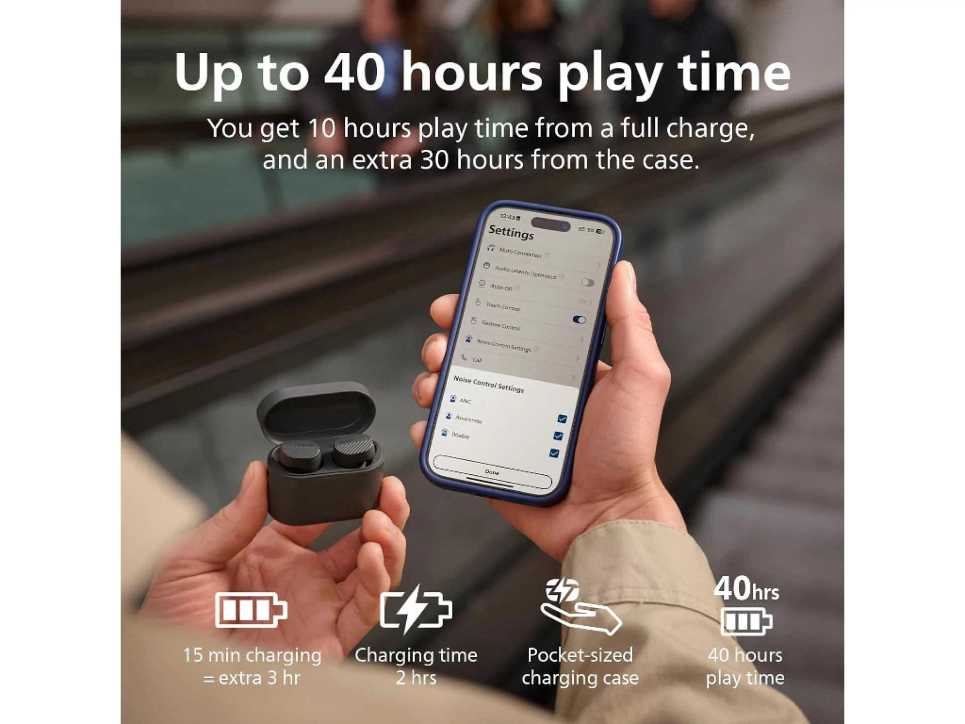 Philips TAT5000BK BT slusaliceDetaljan prirodni zvuk; 6 mikrNoise Canceling Pro; 4oh baterija