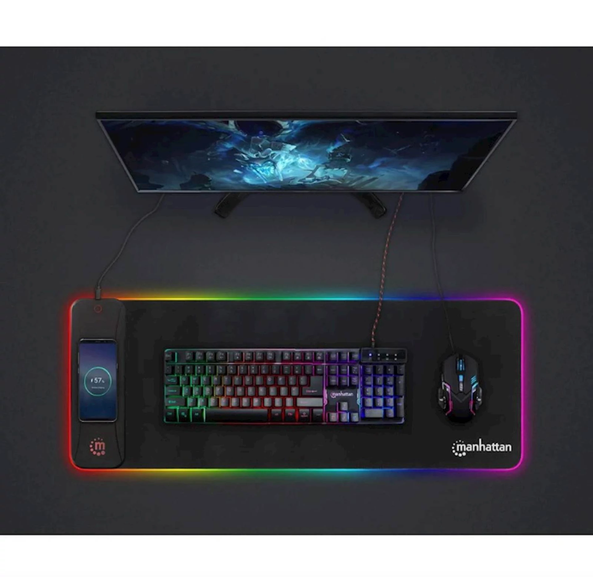 Podloga za miš MANHATTAN XXL RGB LED