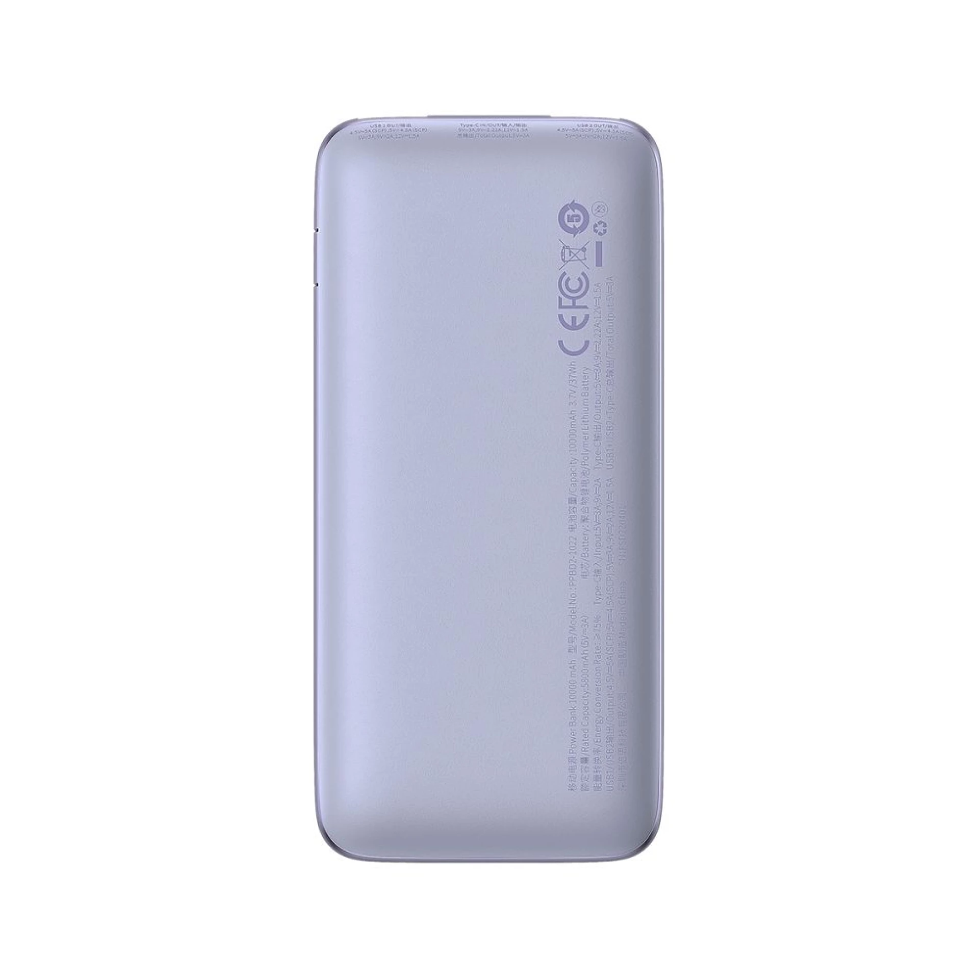 Powerbank BASEUS 10 000 mAh + kabl USB A - C PD QC3.0 3A 22,5W purple