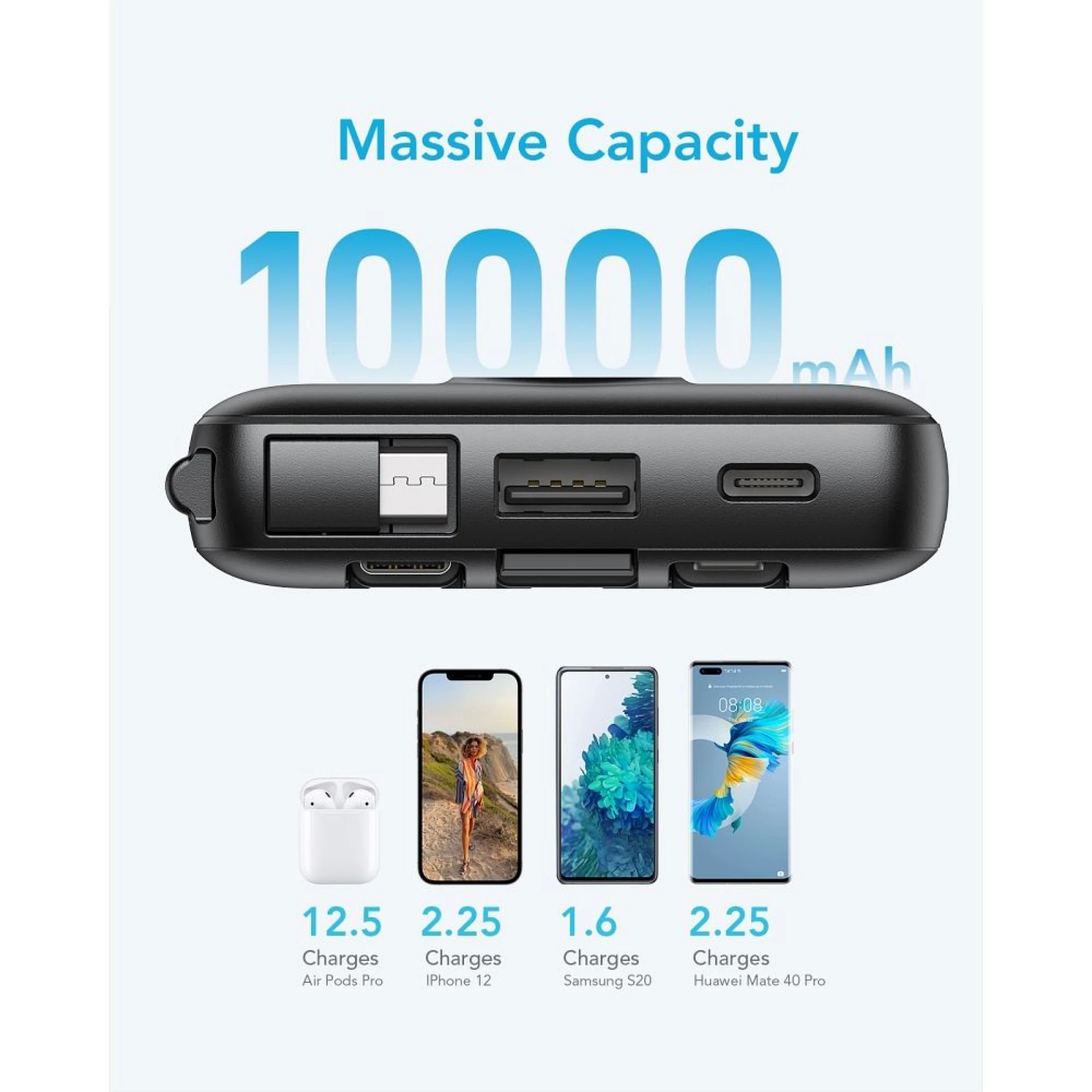 Prenosna baterija VEGER 10000mAh crna