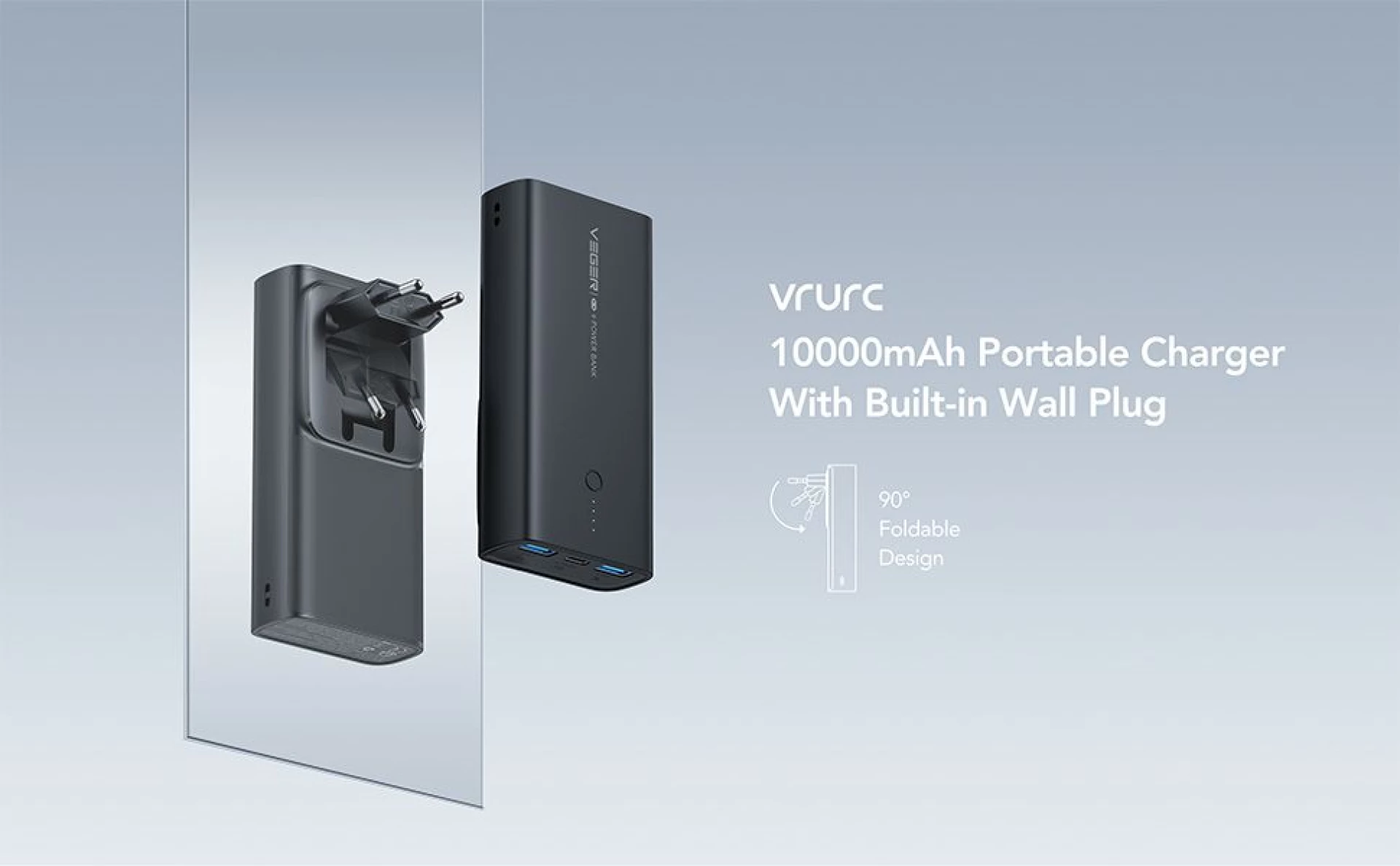 Prenosna baterija VEGER 10000mAh PD QC3.0 20W crna