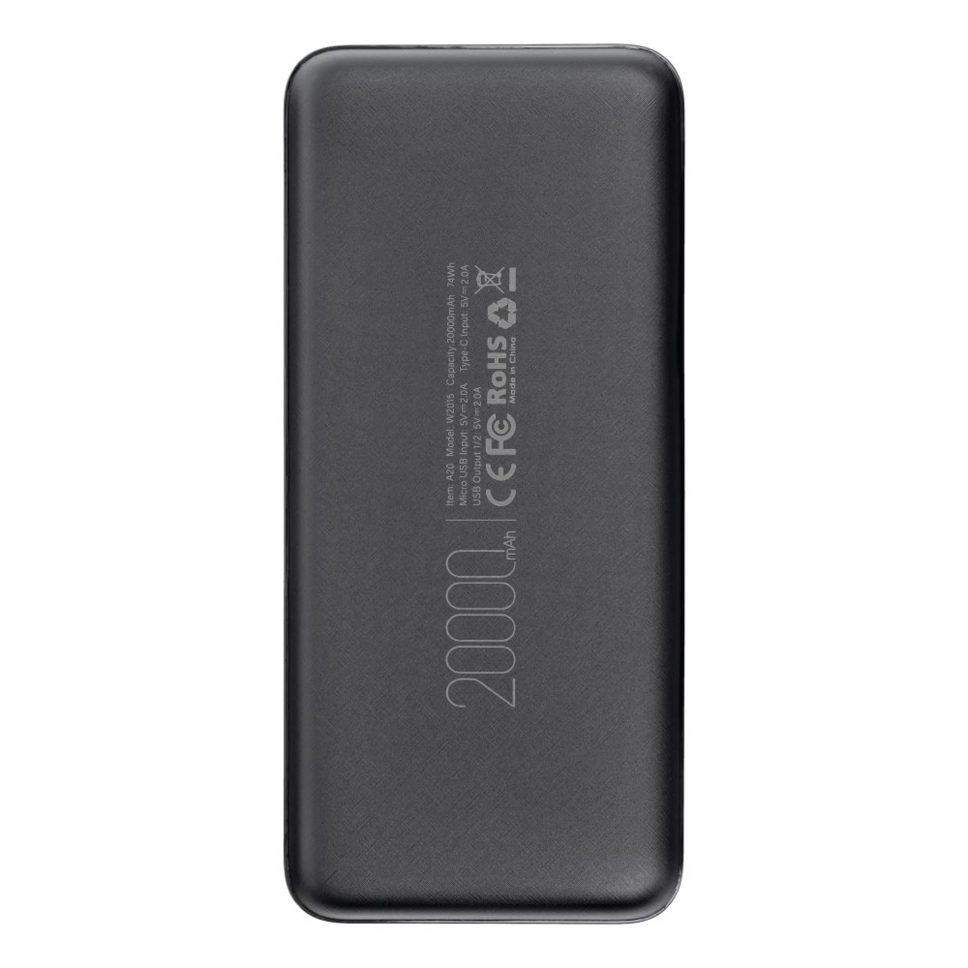 Prenosna baterija VEGER 20000mAh 2A A20 crna