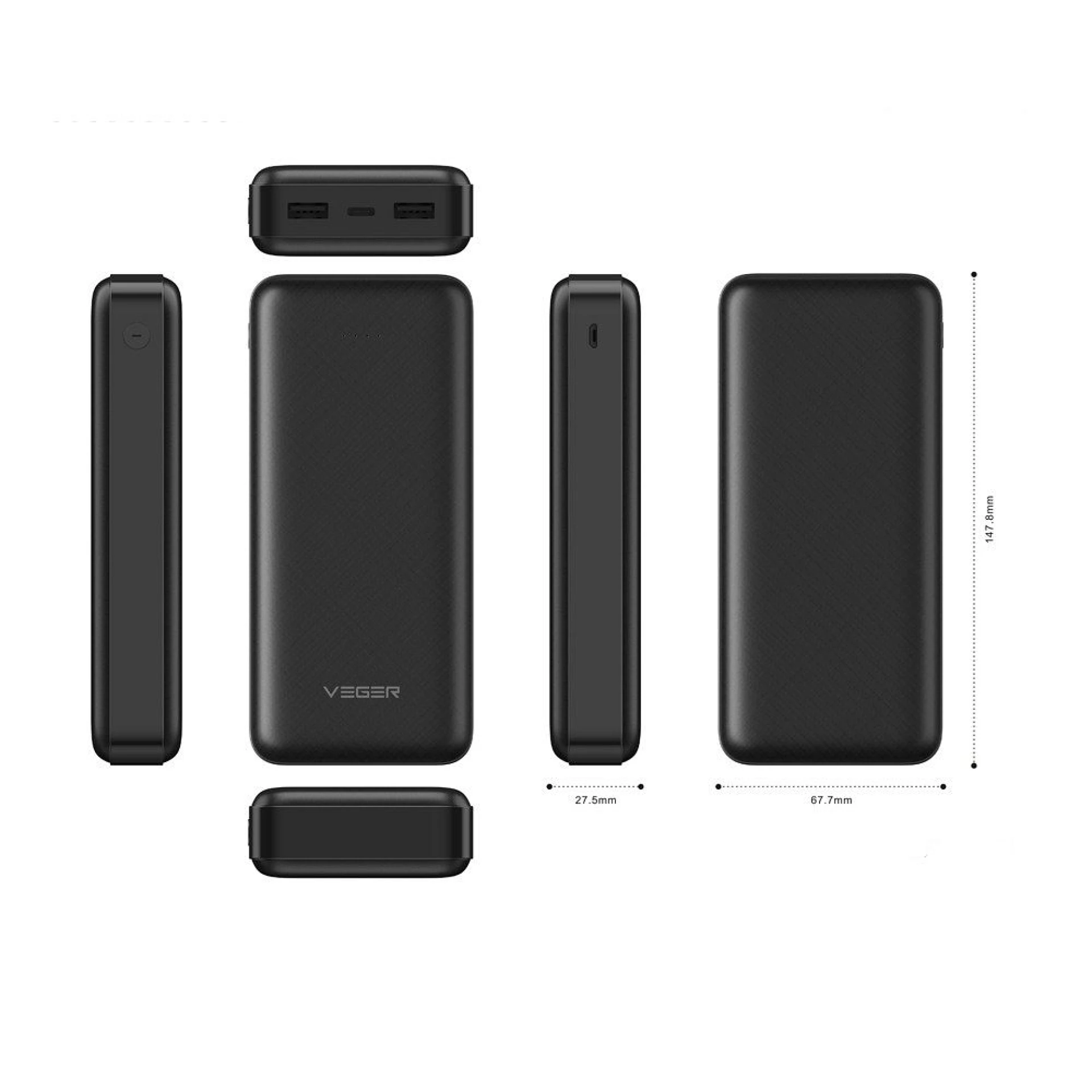 Prenosna baterija VEGER 20000mAh 2A A20 crna