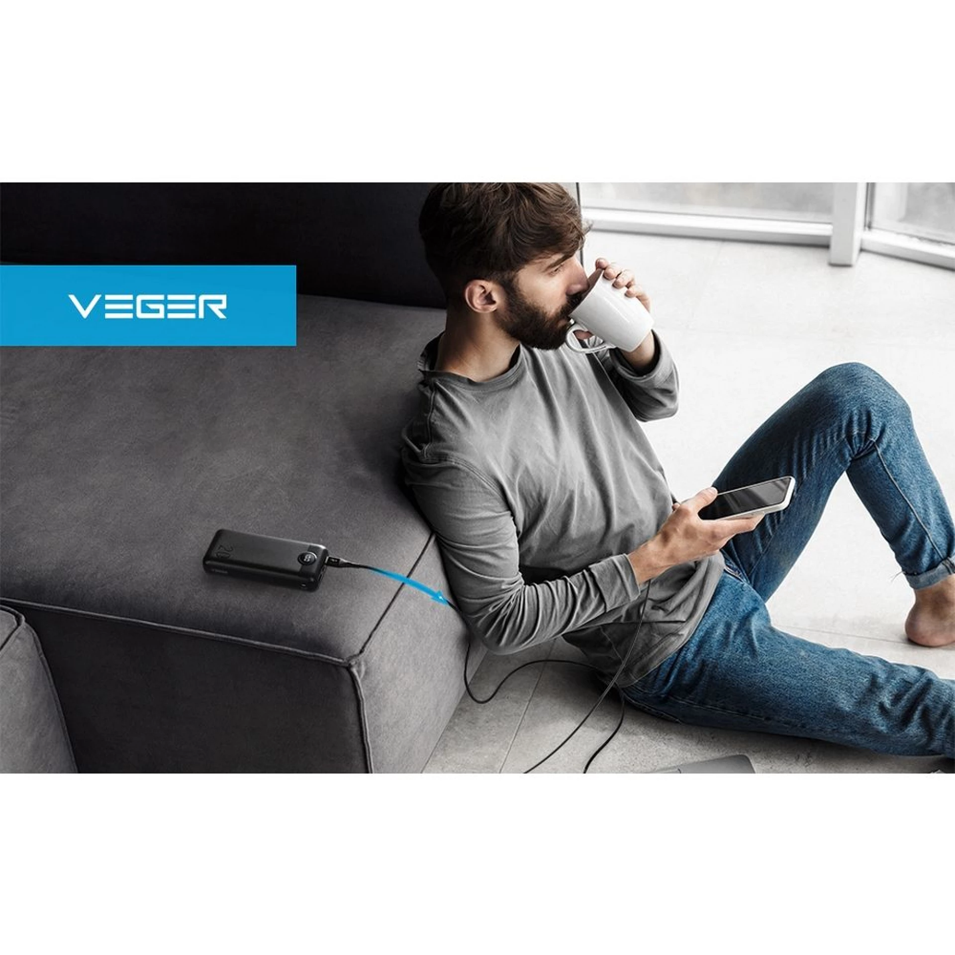 Prenosna baterija VEGER 20000mAh PD QC3.0 20W L20S crna