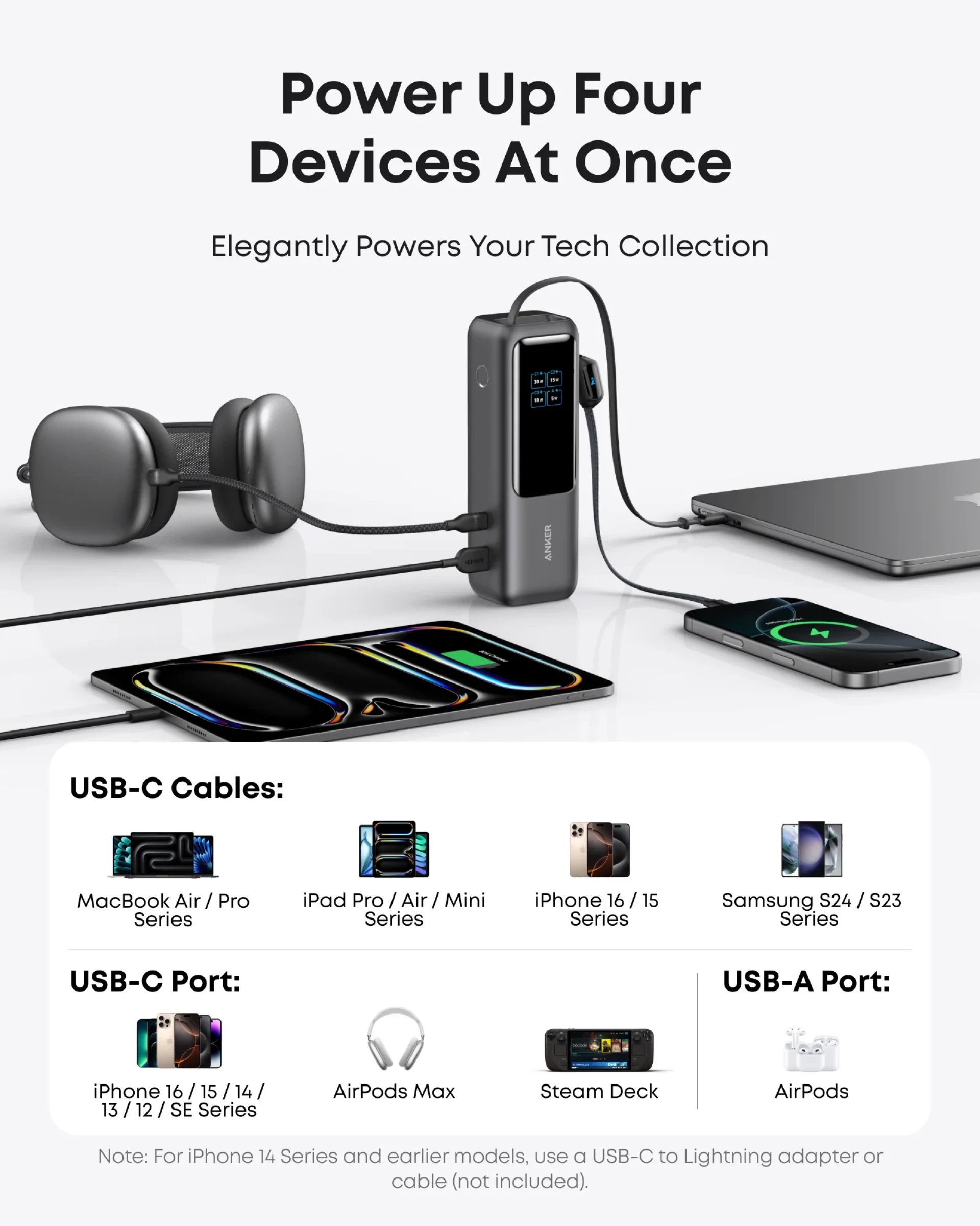 Prenosna baterija Anker Laptop Power Bank 25K 165W Built-In USB-C crna