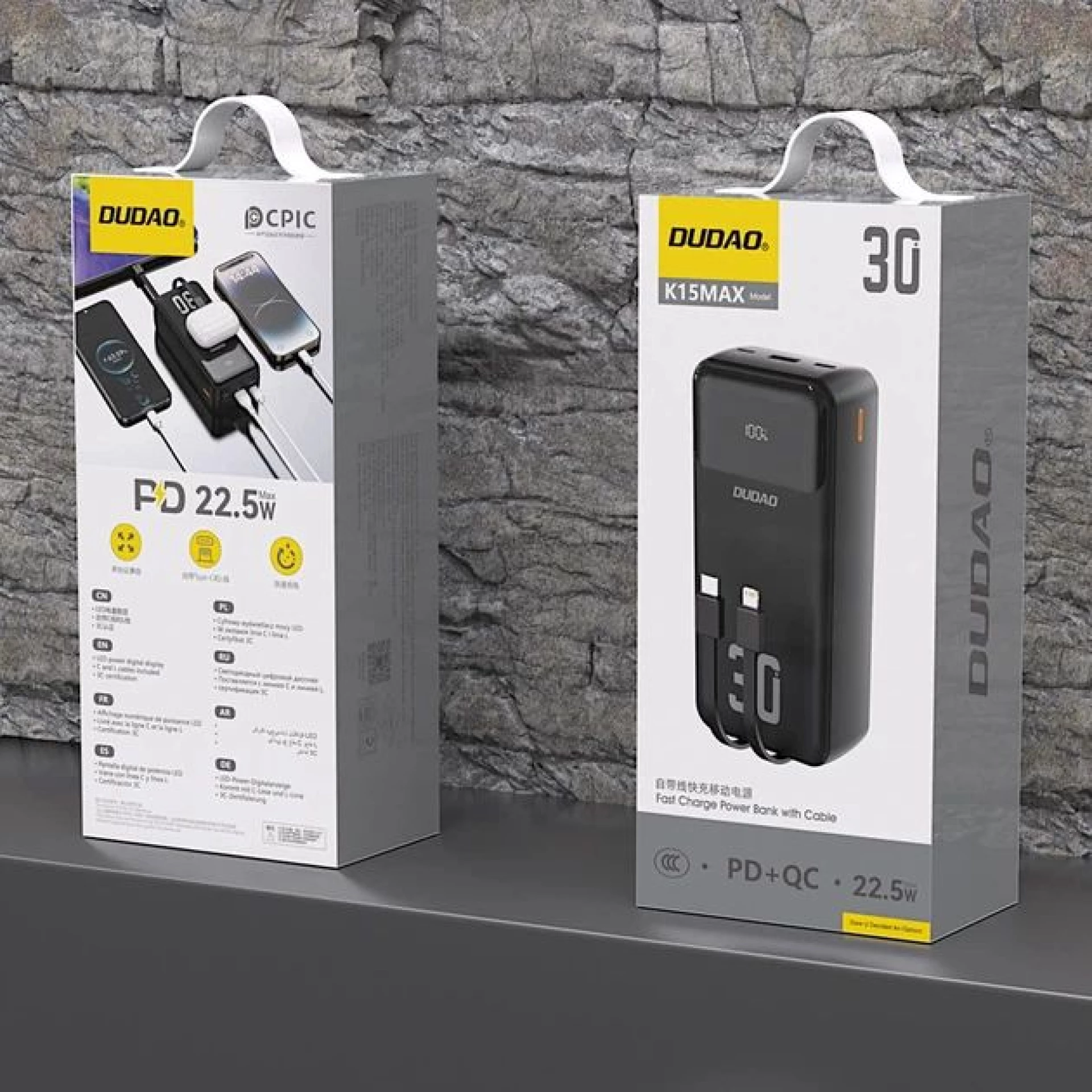 Prenosna baterija Dudao K15MAX 30000mAh PD 22.5W Built-in Cables