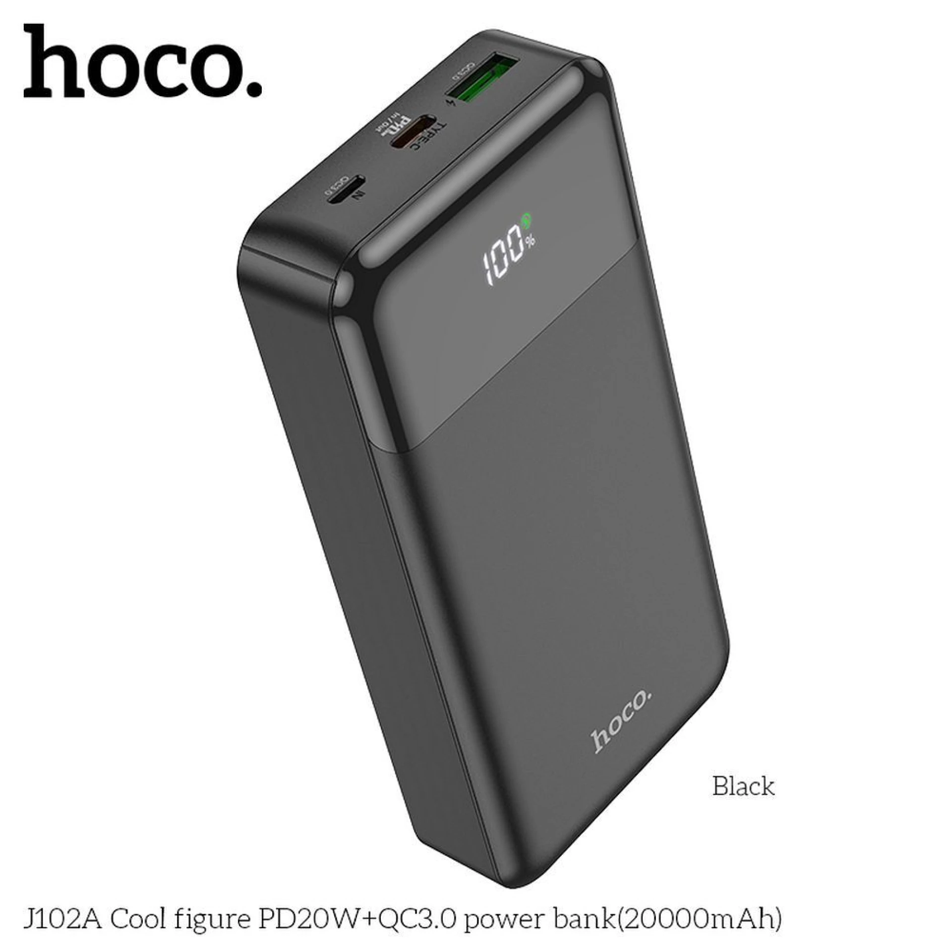 Prenosna baterija HOCO Powrbank J102A 20000mAh 3A 20W crni