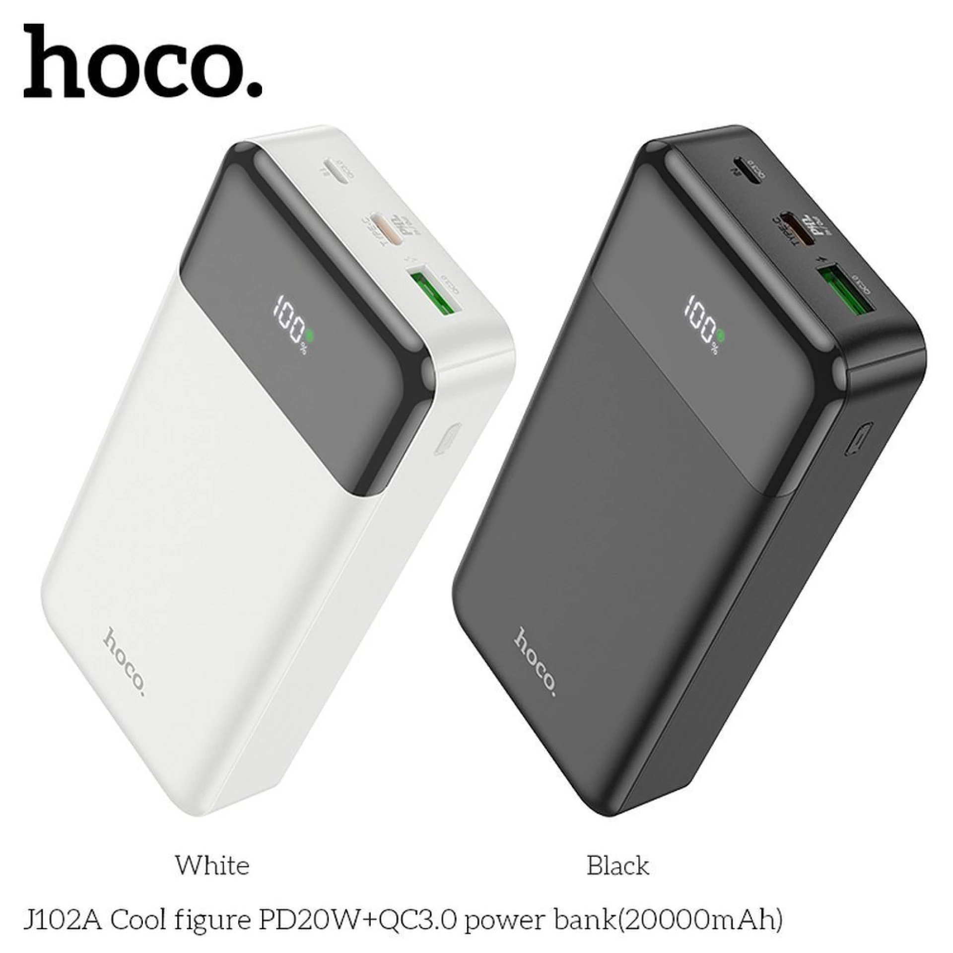 Prenosna baterija HOCO Powrbank J102A 20000mAh 3A 20W crni