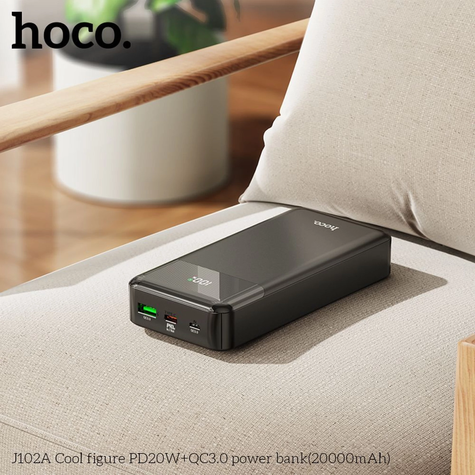 Prenosna baterija HOCO Powrbank J102A 20000mAh 3A 20W crni