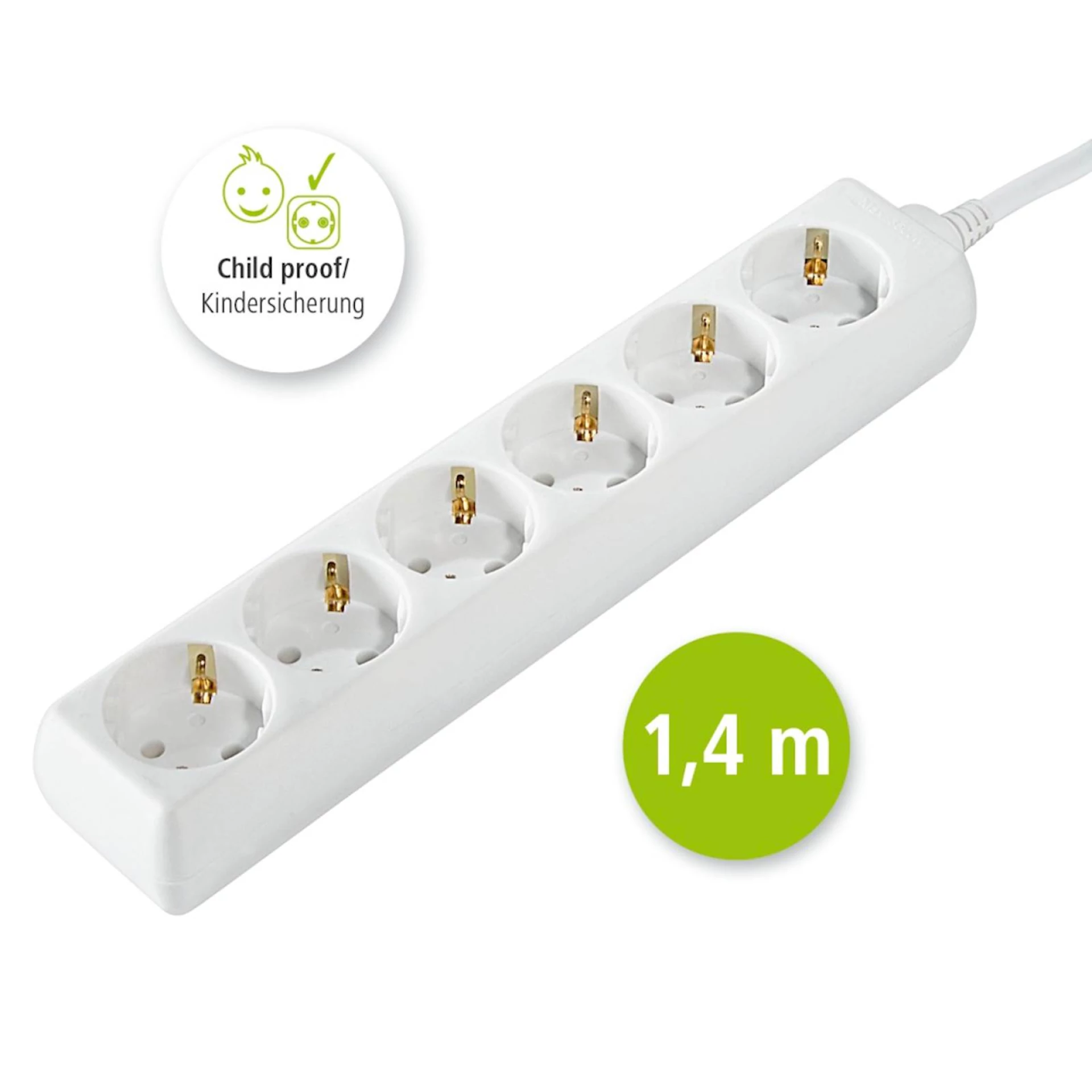 Produžni kabl HAMA, bijeli, 6 utičnica, 1,4m