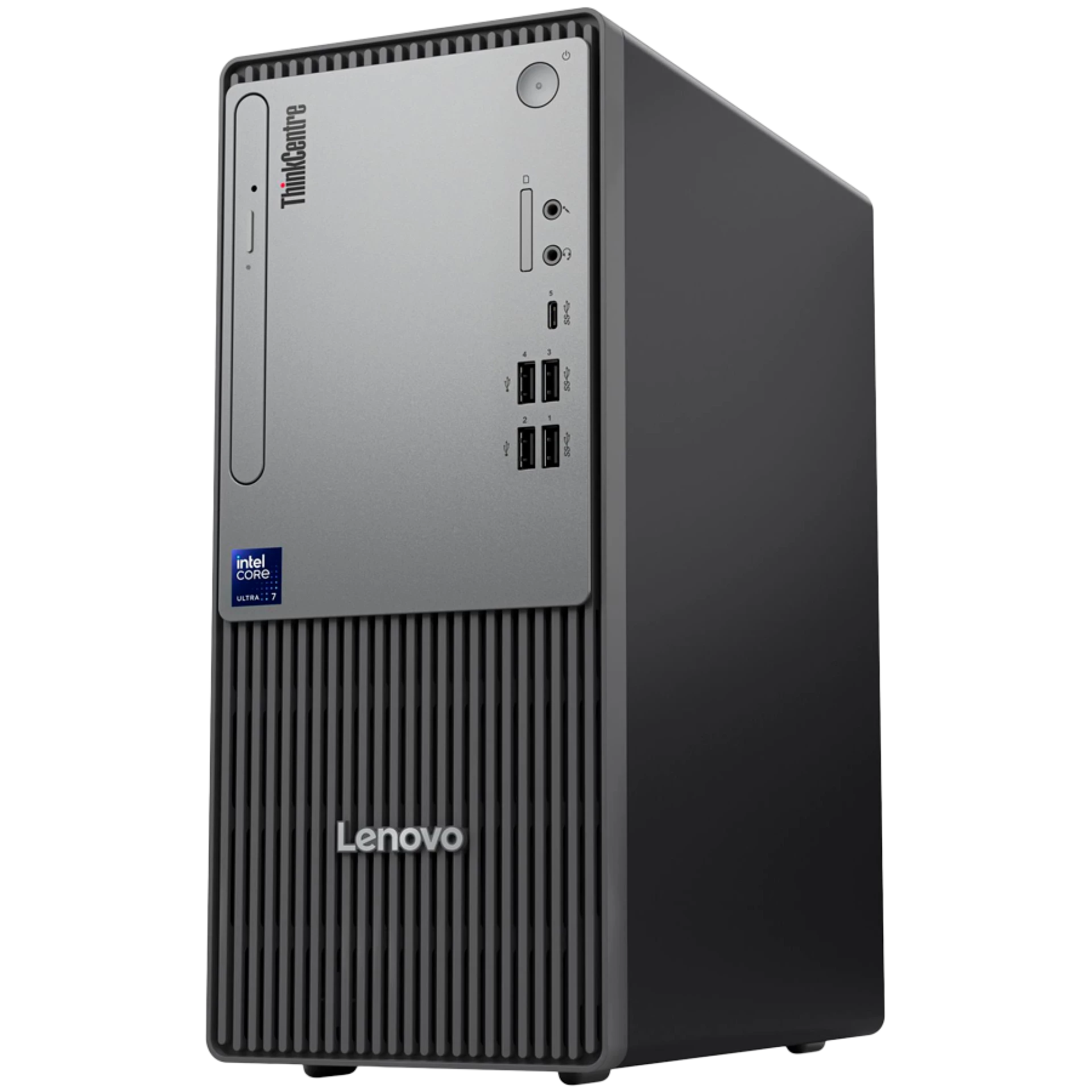 ThinkCentre neo 50t Gen 6, Intel Core Ultra 7 265, 1x 16GB DDR5-5600, 1TB SSD M.2, GeForce RTX 3050 6GB GDDR6, Wi-Fi 6 + BT 5.2, Front: 3x USB 3.2, 2x USB 2.0, CR, Back: 2x USB 3.2, 2x USB 2.0, HDMI, DP, VGA, RJ45, USB KB/Mouse, No OS, 3Yr