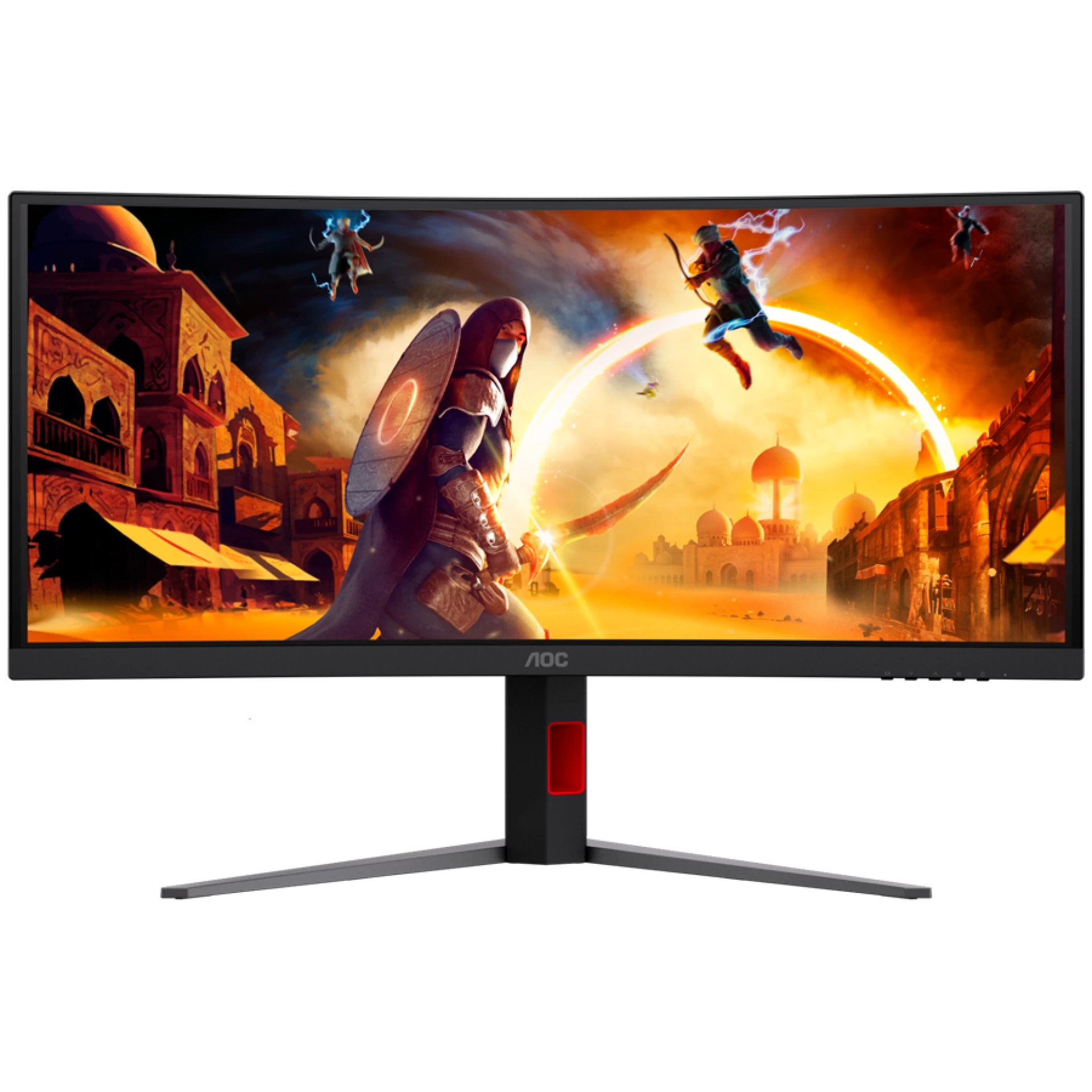 AOC Monitor Gaming CU34G4CA Curved 34", UWQHD (3440x1440), Fast VA, 1500R, 180Hz, 1ms (GtG), 450cd/m2, 3000:1, Adaptive Sync, HDR400, USB hub, 1x USB-C (DP Alt mode, PD 90W), 2x HDMI 2.0, 1x DP 1.4, KVM, HAS