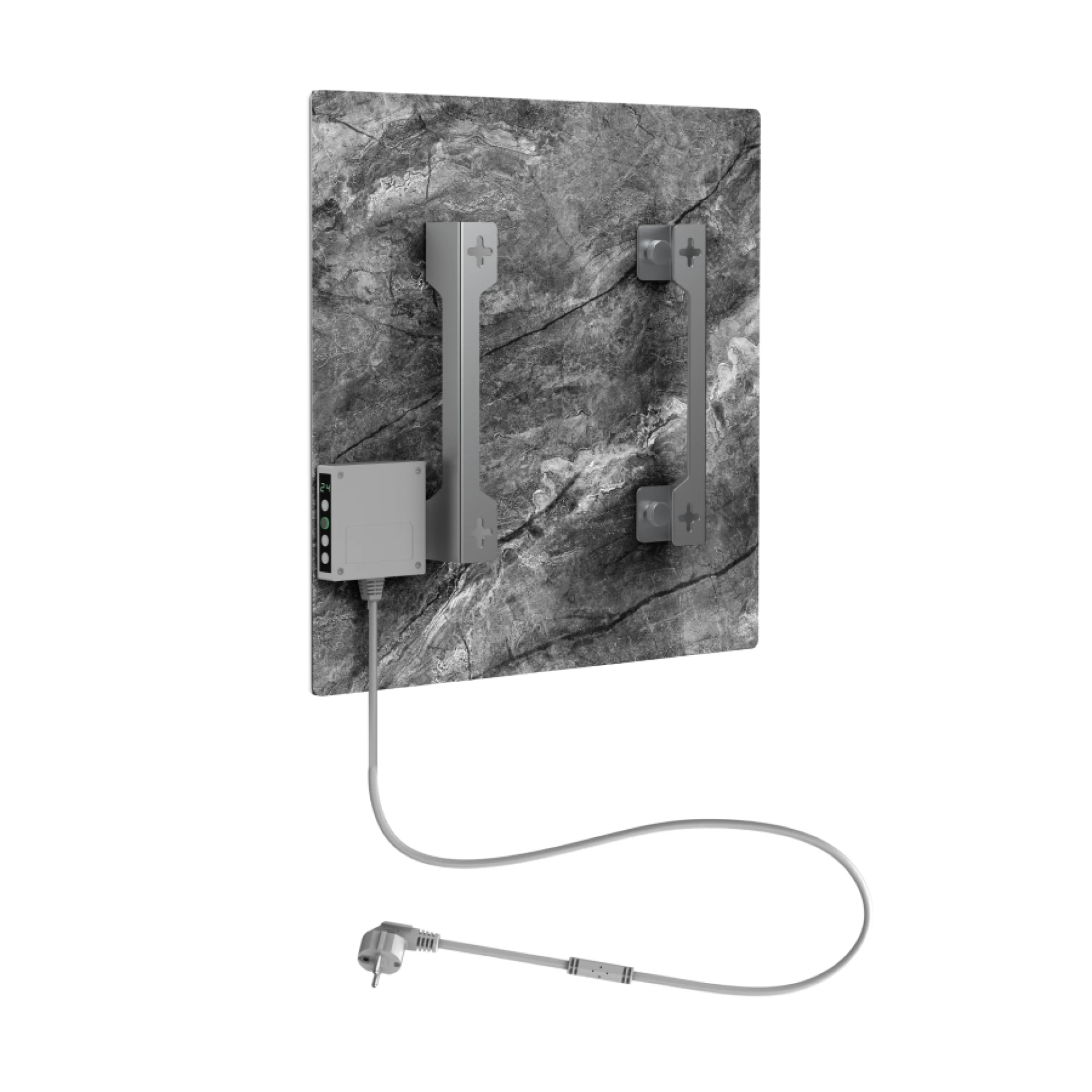 AENO Premium Eco Smart Quadro Wall Heater, 500W, 50x50 cm., Tempered glass, Infrared+convection heating type, LED display Plug type: Europe (E/F type), Antique Marble, Made in Poland, Limited edition