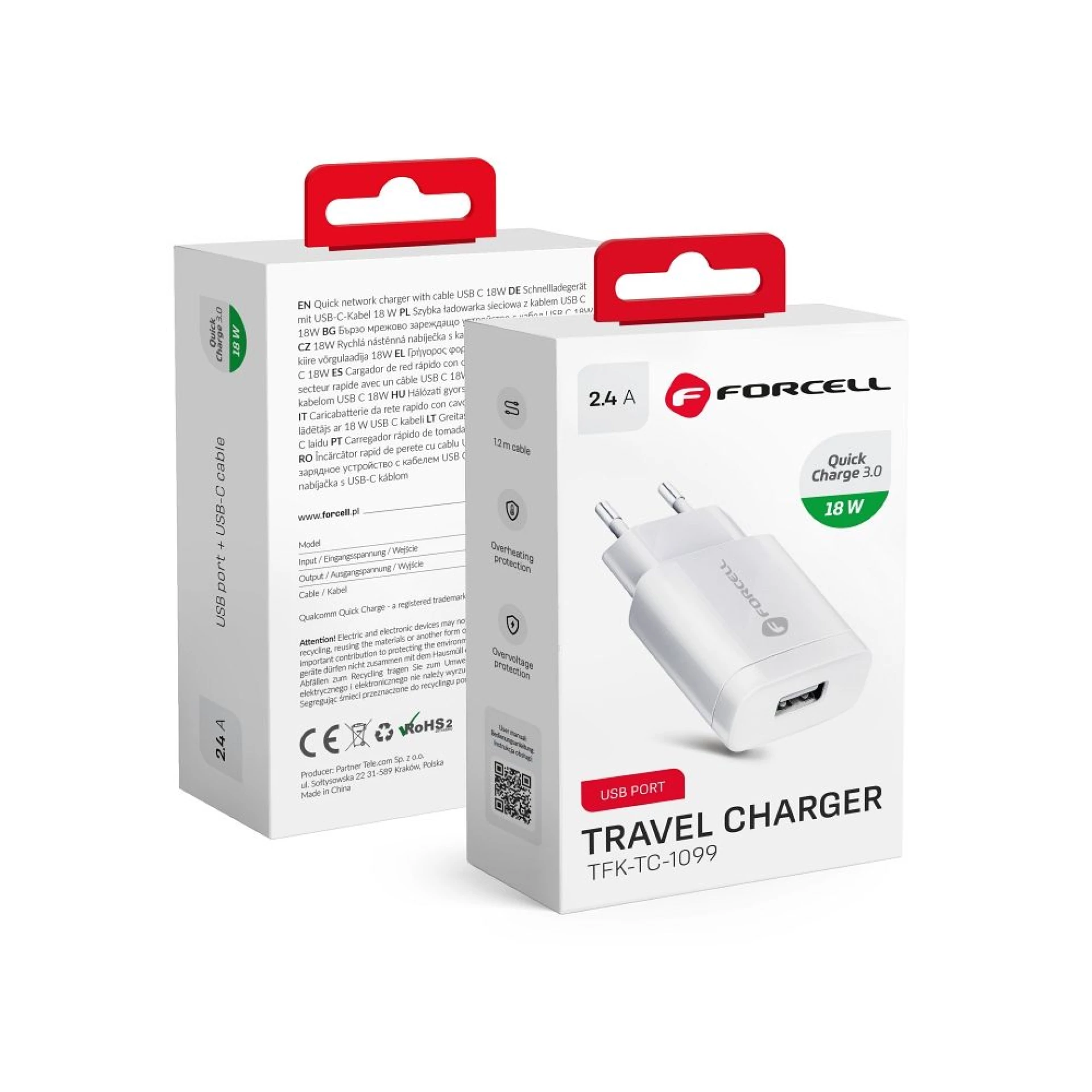 Punjač FORCELL F-ENERGY 18W USB-A bijeli