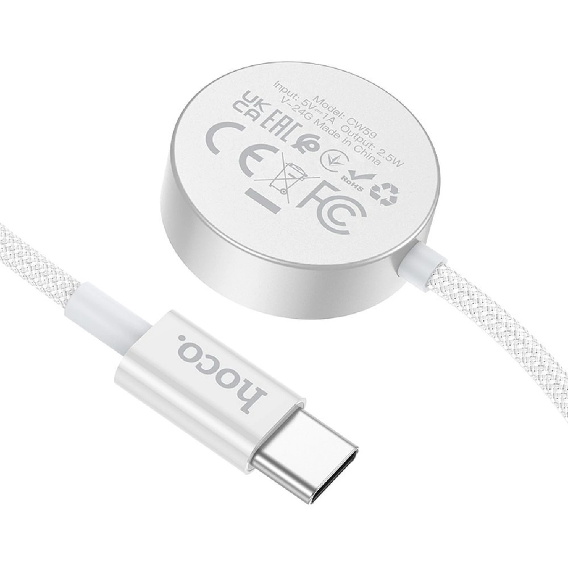 Punjač HOCO CW59 inductive za Apple watch i Samsung Watch USB-C 2.5W