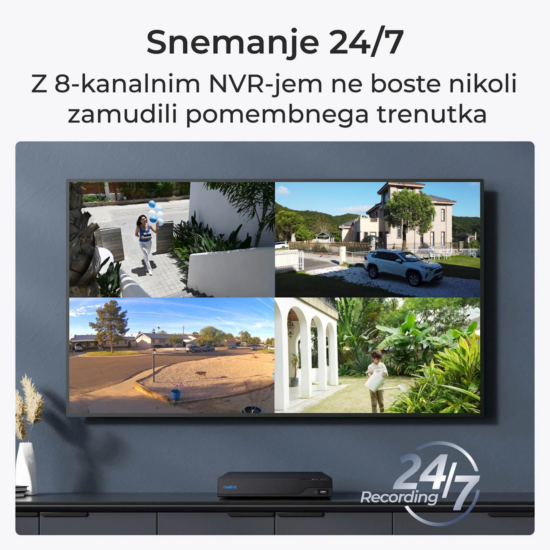 Reolink NVR snimač NVS8-12MB4 4K, 12MP, 8 kanalni NVR, 2TB HDD, 4x kamera POE