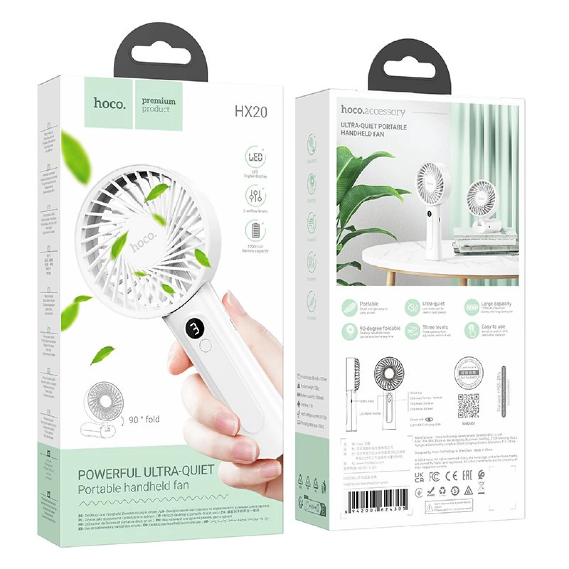 Ručni prenosivi ventilator HOCO HX20 bijeli