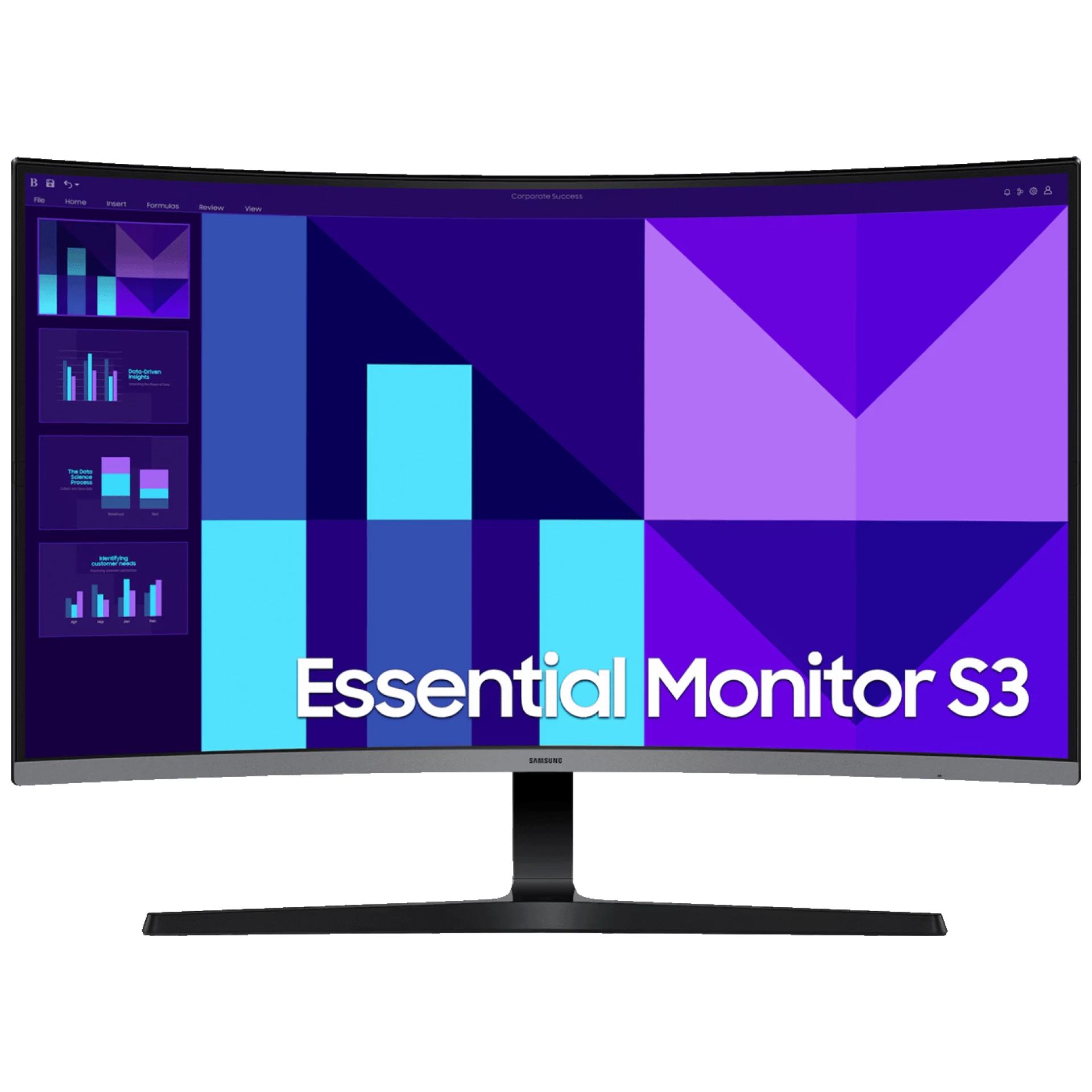 Samsung Monitor 32", Zakrivljeni, FullHD, Essential S3, HDMI, VGA - LS32D396GAUXEN