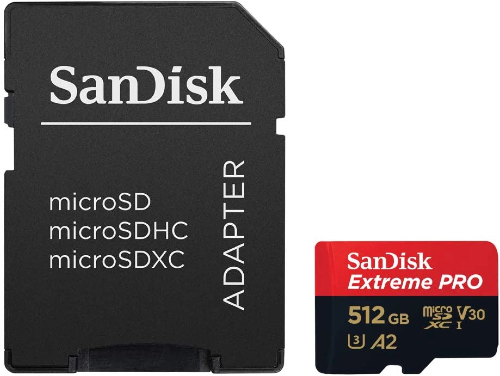SanDisk Micro SD 512GB Extreme Pro 200MB/s A2+ SD adapter