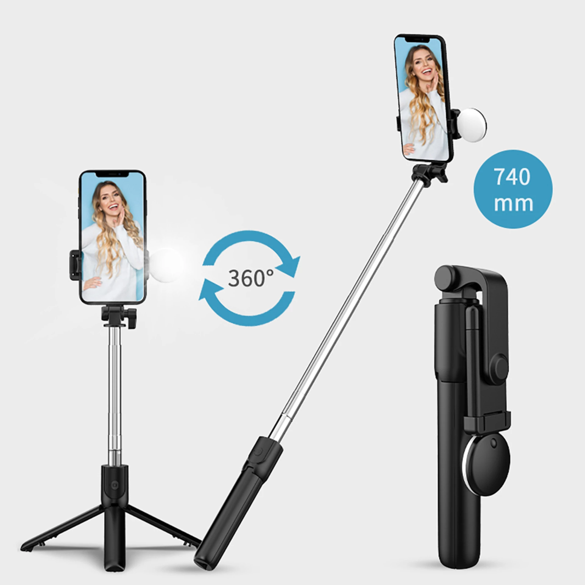 Selfi štap i tripod WR1YXS telescopic 0.71m with lamp