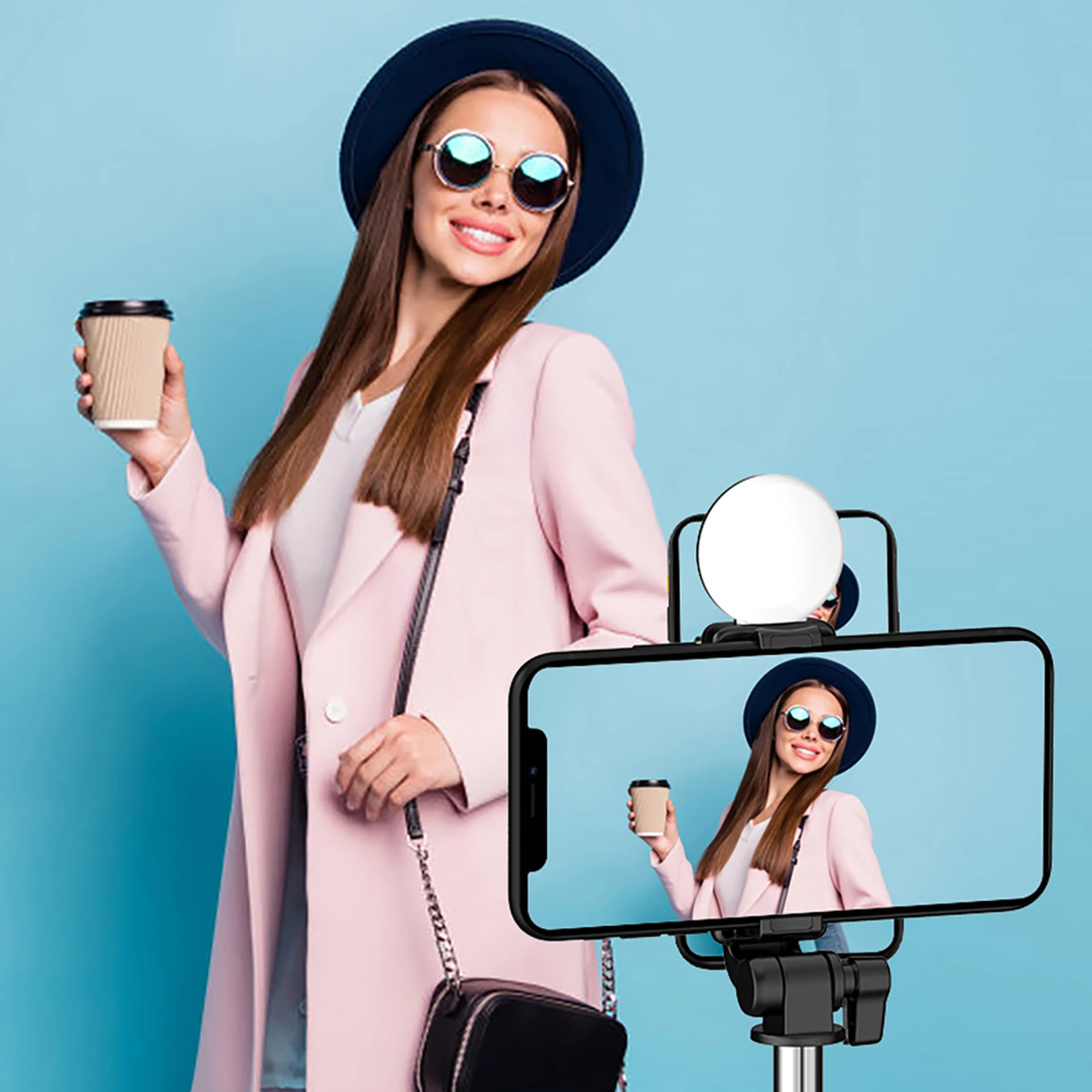 Selfi štap i tripod WR1YXS telescopic 0.71m with lamp