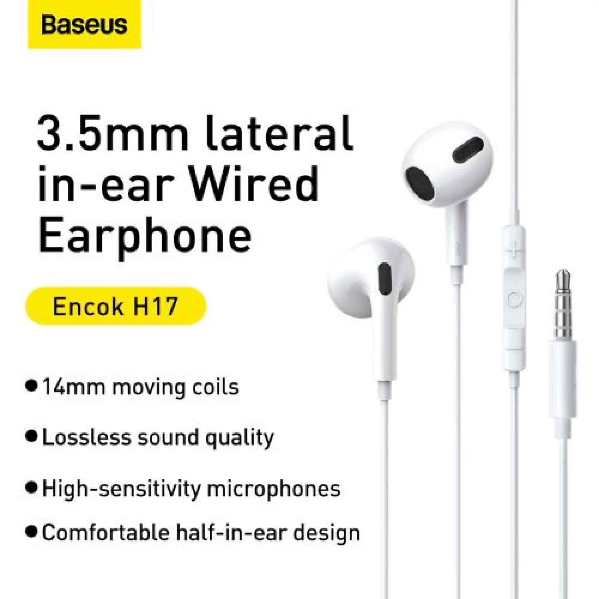 Slušalice Baseus Encok H17 sa kablom 3.5mm bijele