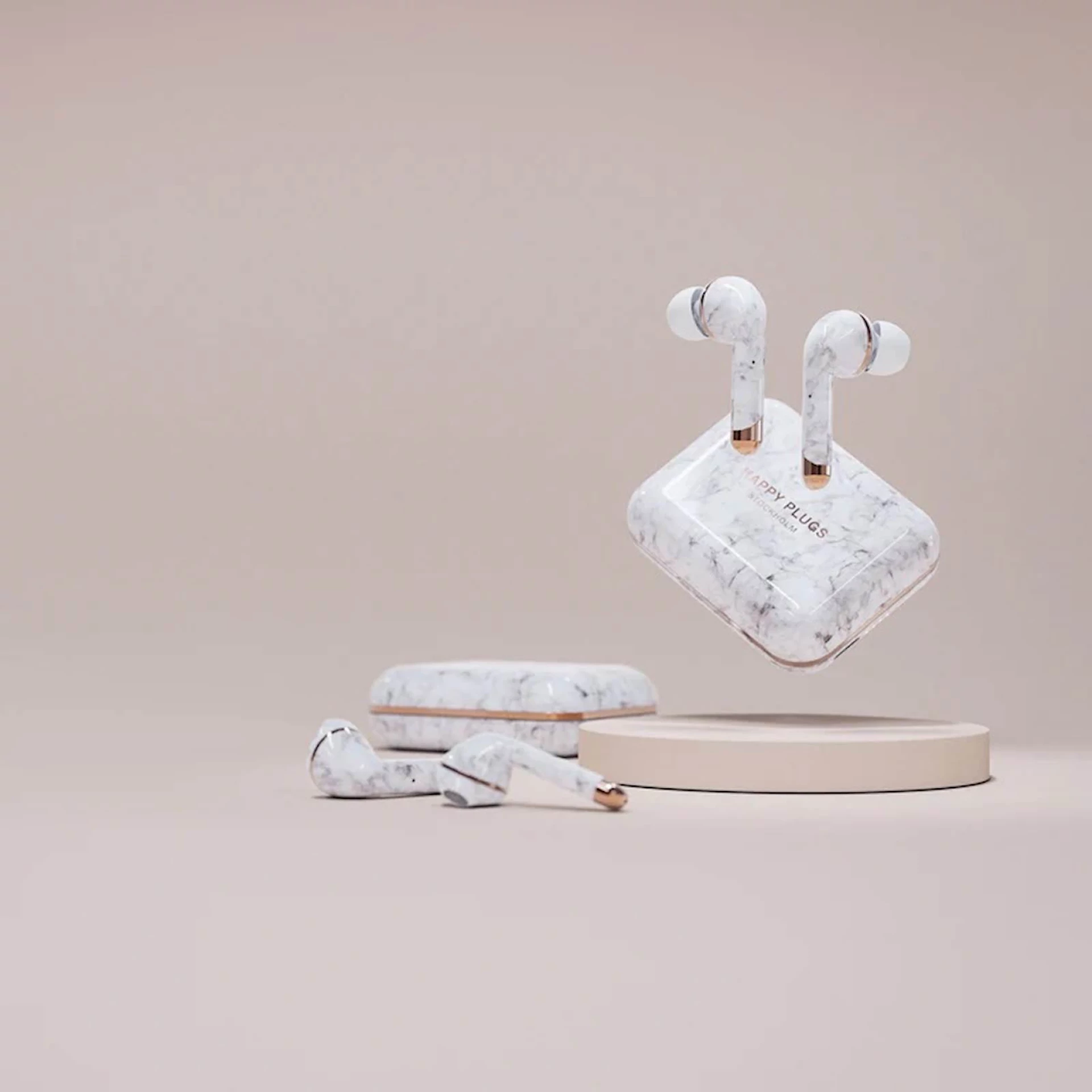 Slušalice Happy Plugs Air 1 plus TWS white marble