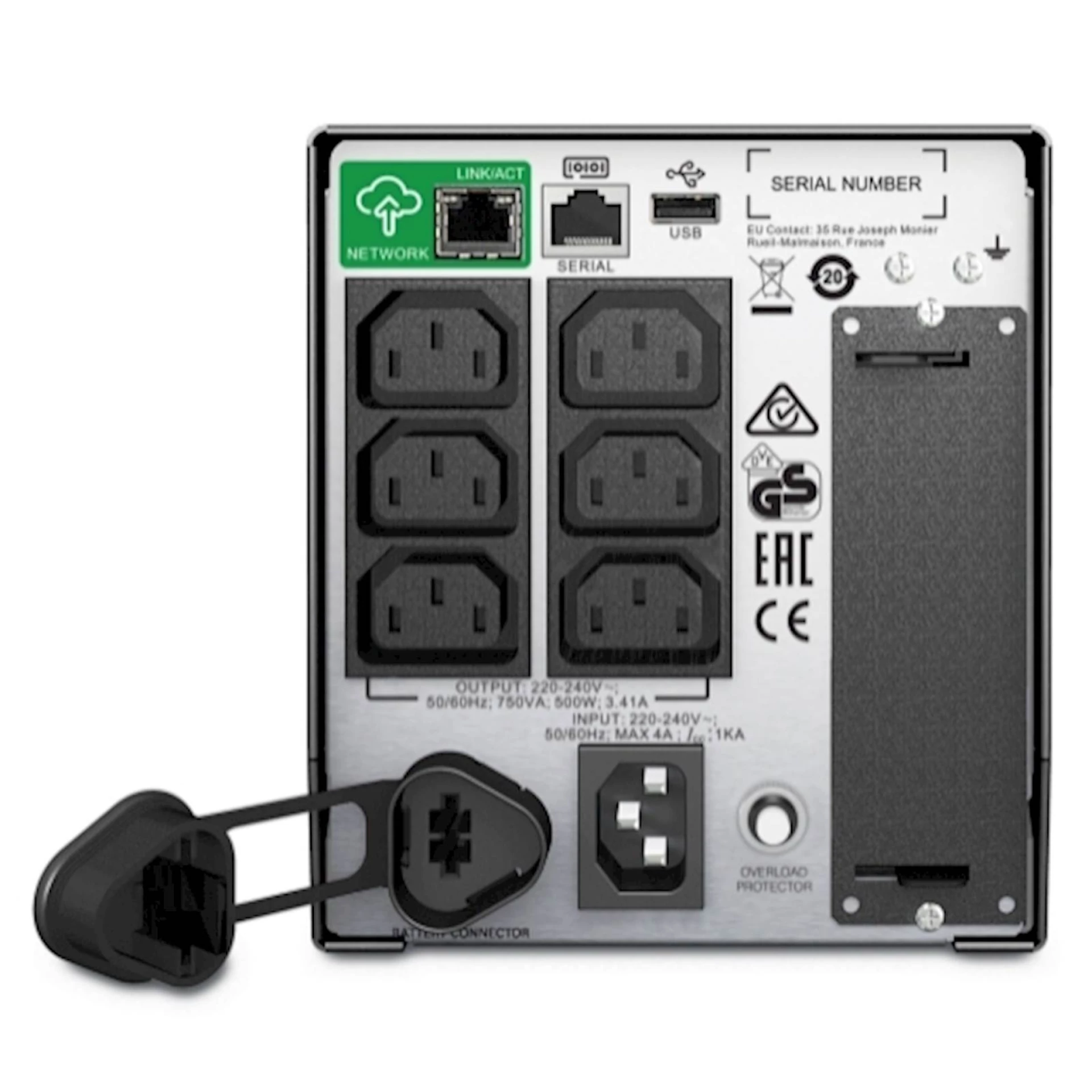 Smart-UPS APC, 750VA, Tower, 230V, 6x IEC C13, SmartConnect Port+SmartSlot, AVR, LCD