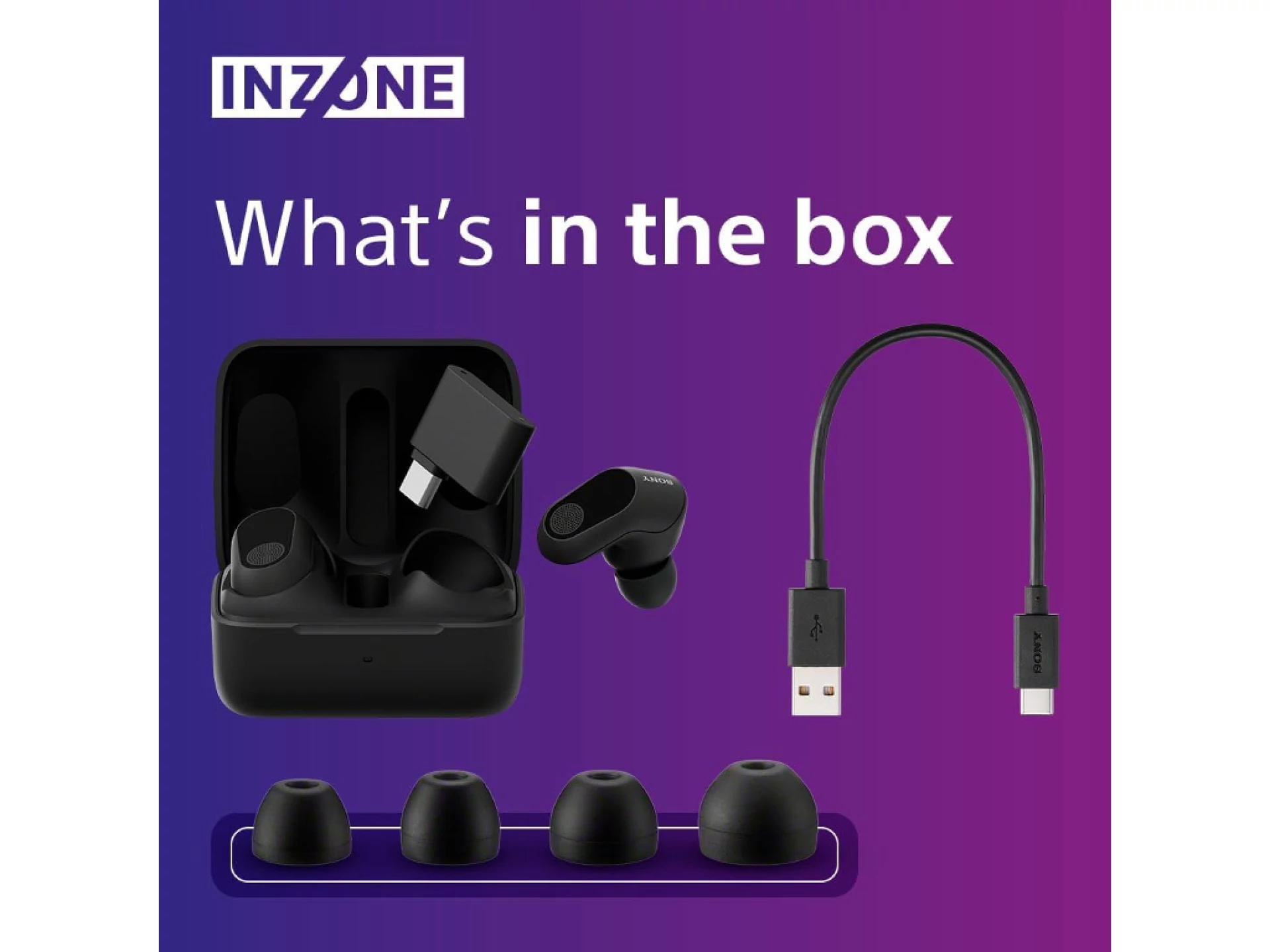 Sony gaming slu BT INZONE budsbežične; 360 Spatial Sound;24h baterija; AI mikrofon; boja crna