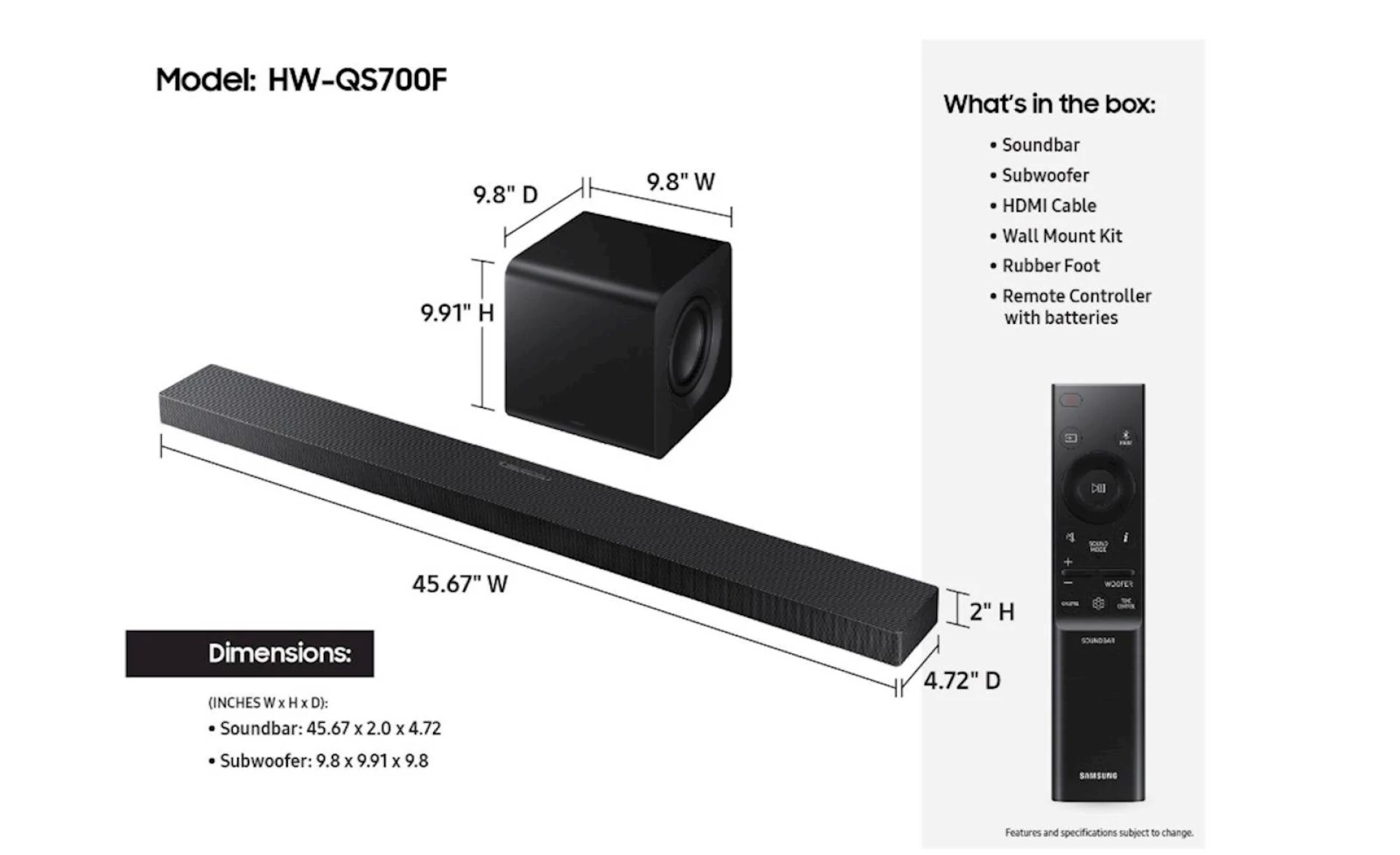 Soundbar SAMSUNG HW-QS700F 3.1.2 ch
