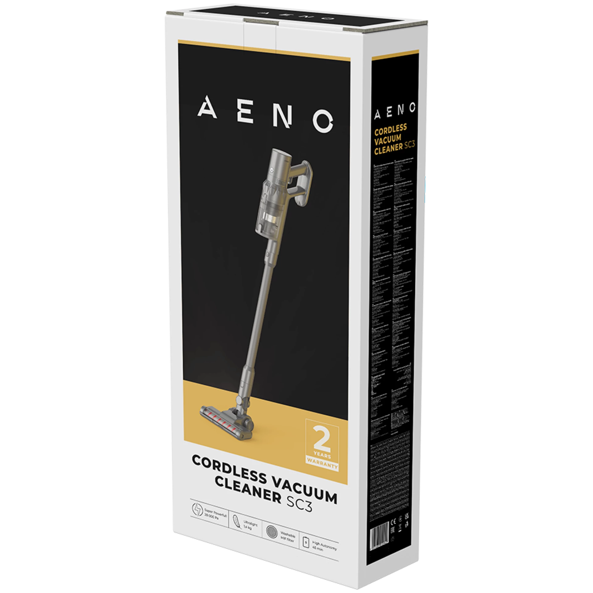 Štapni usisivač AENO SC3: electric turbo brush, LED lighted brush, resizable and easy to maneuver, 250W