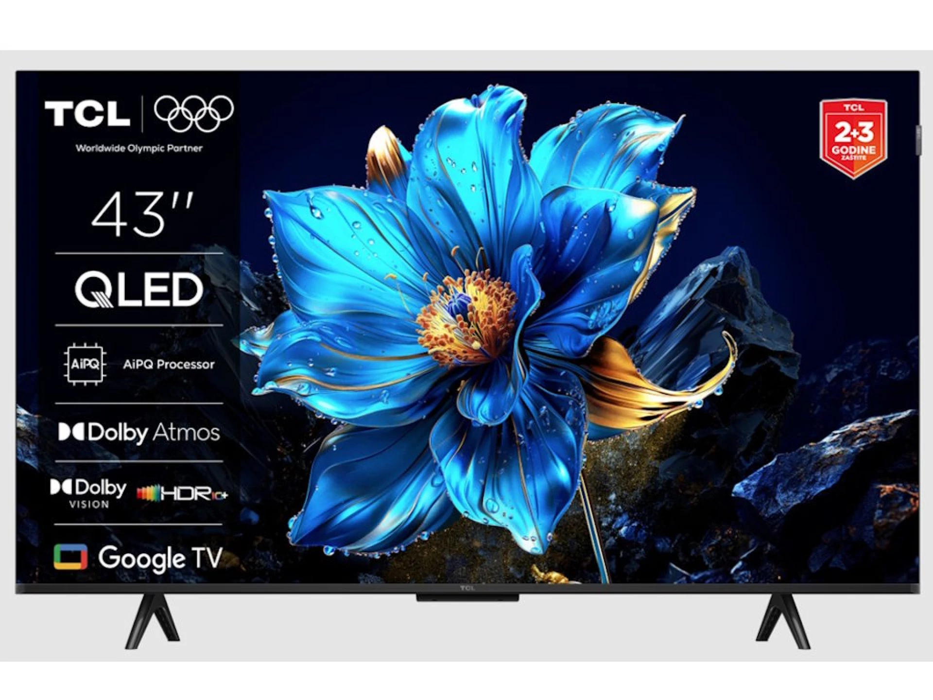 TCL 43"P7K 4K QLED TV 60HzGoogle TV; HDR multi-format;HVA Panel; Game Master; Dolby Atmos;
