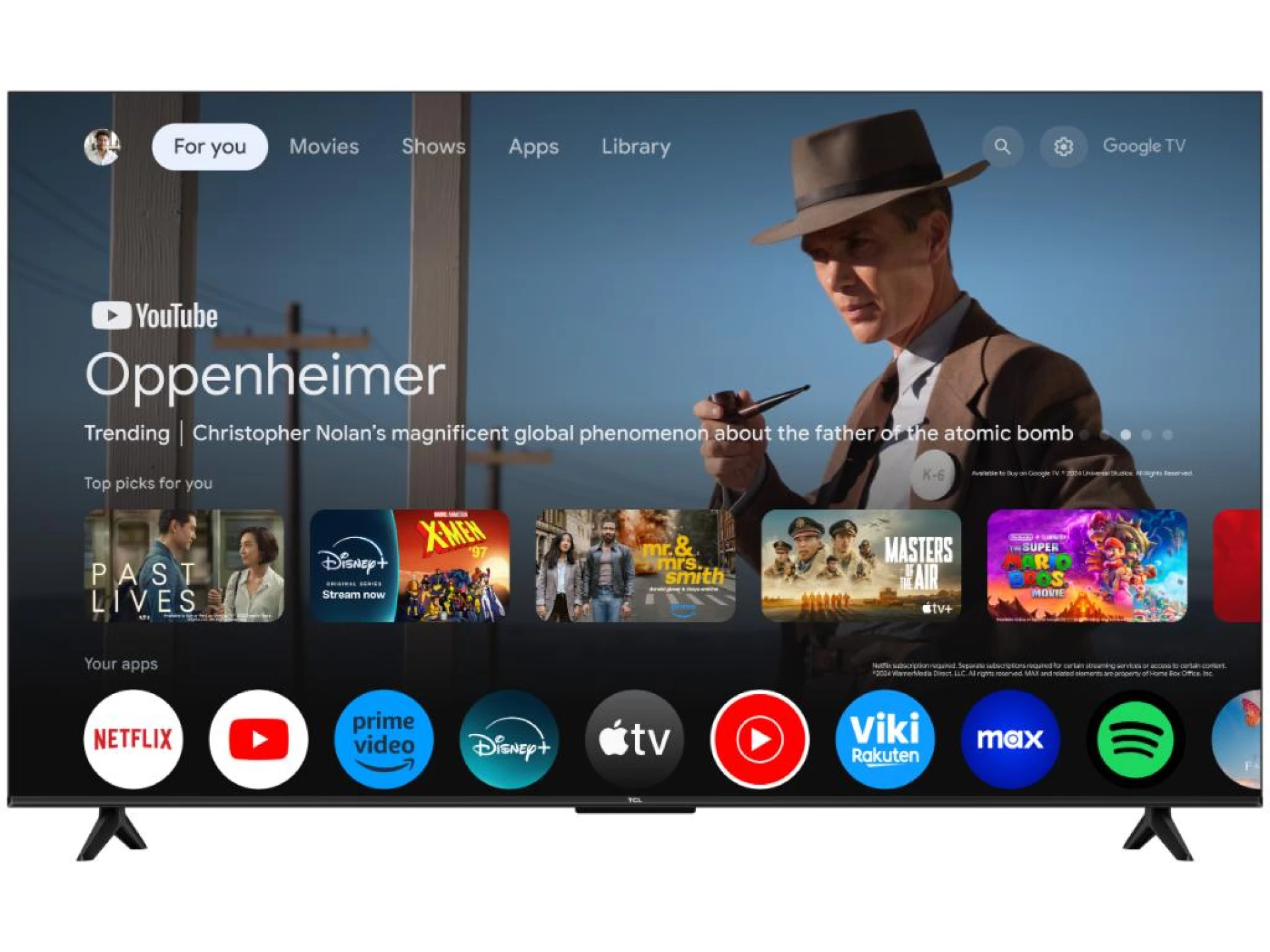 TCL 65"T69C 4K QLED Google TV60Hz (120Hz FHD), Dolby Atmos;Dolby Vision, Onkyo 2.0, 350 nits