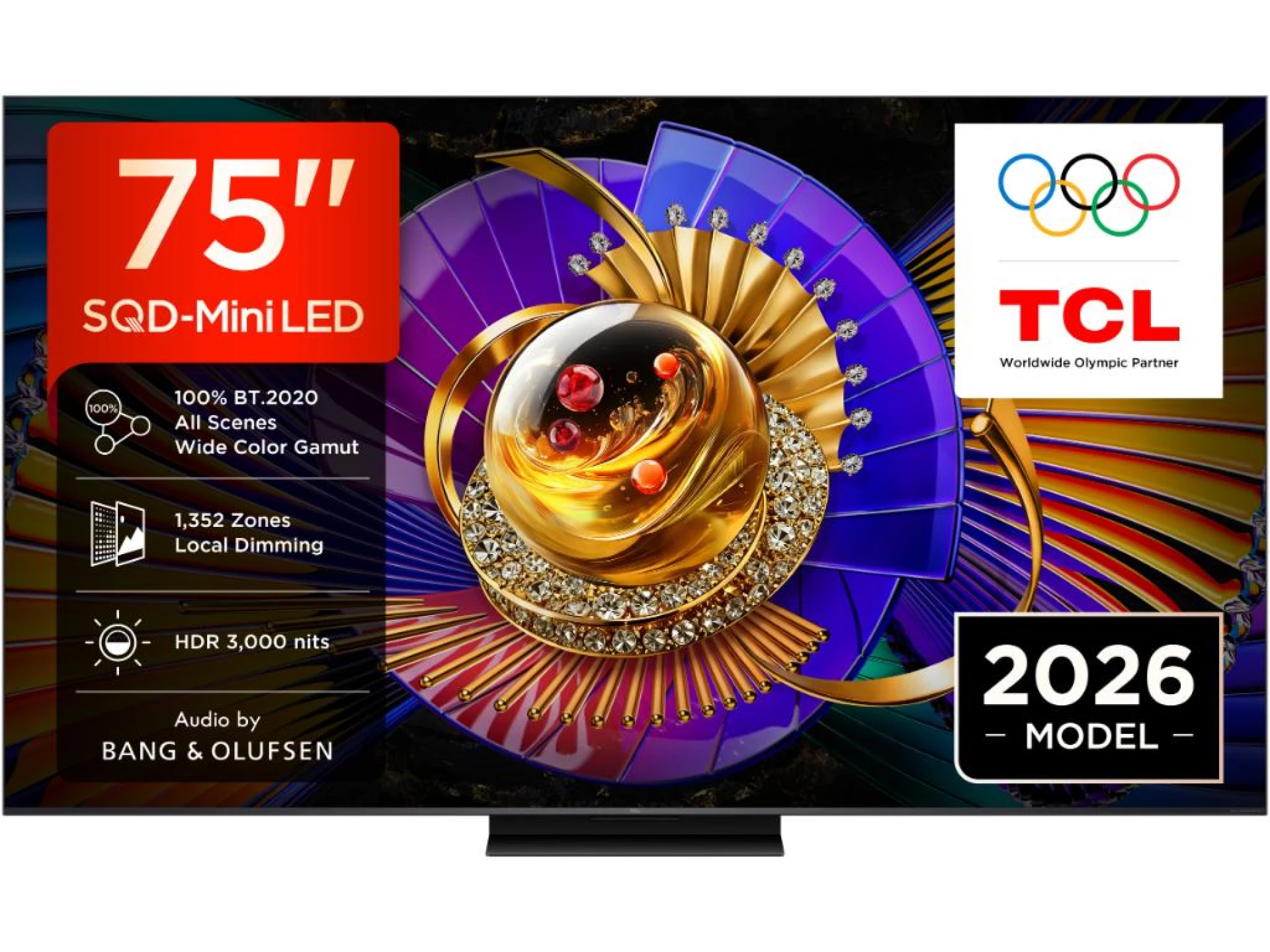 TCL 75"C7L 4K SQD-Mini LED;UHD 144Hz/288Hz FHD Google TV;B&O, 1352 zones, 3000 nits