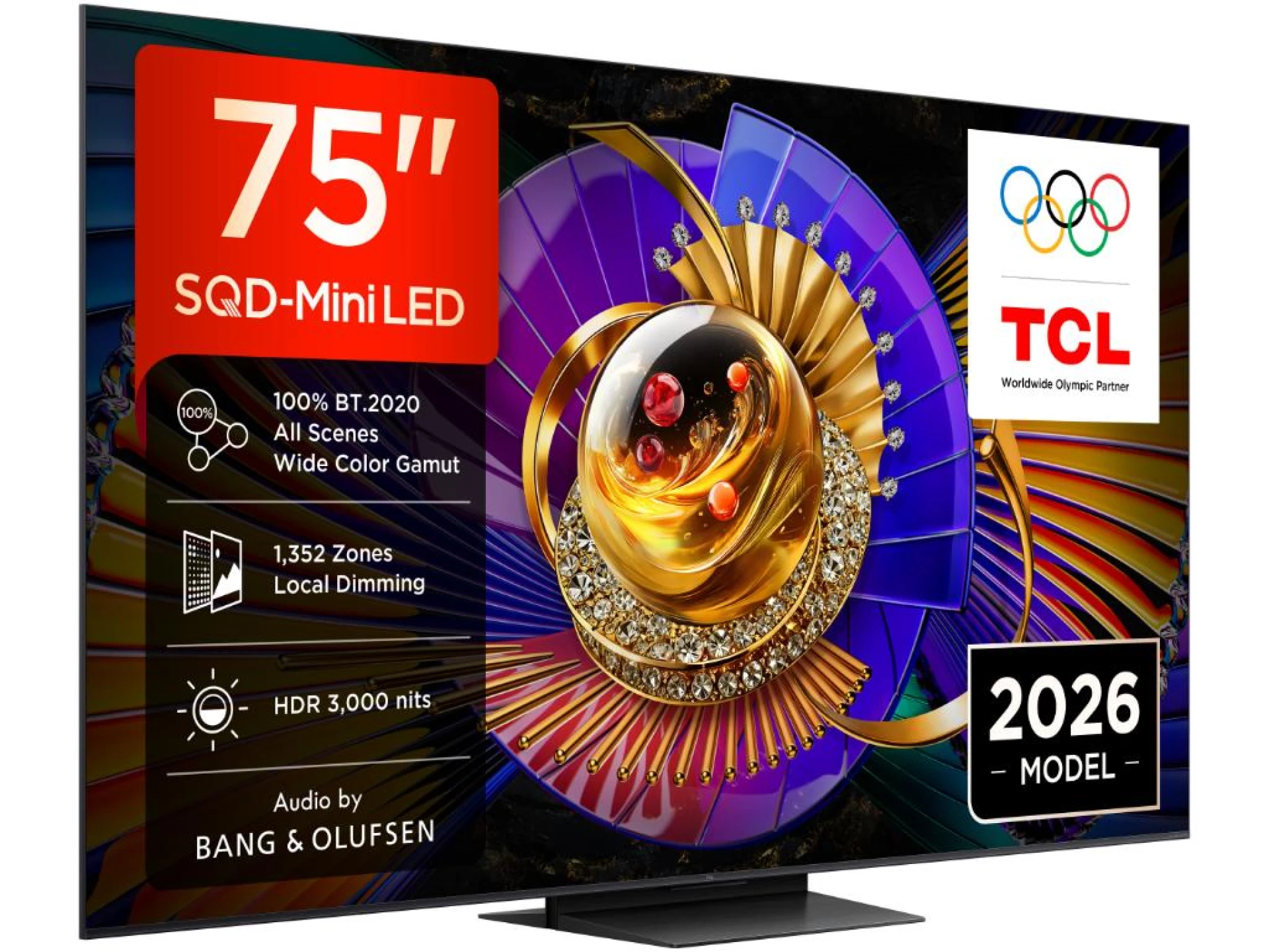 TCL 75"C7L 4K SQD-Mini LED;UHD 144Hz/288Hz FHD Google TV;B&O, 1352 zones, 3000 nits
