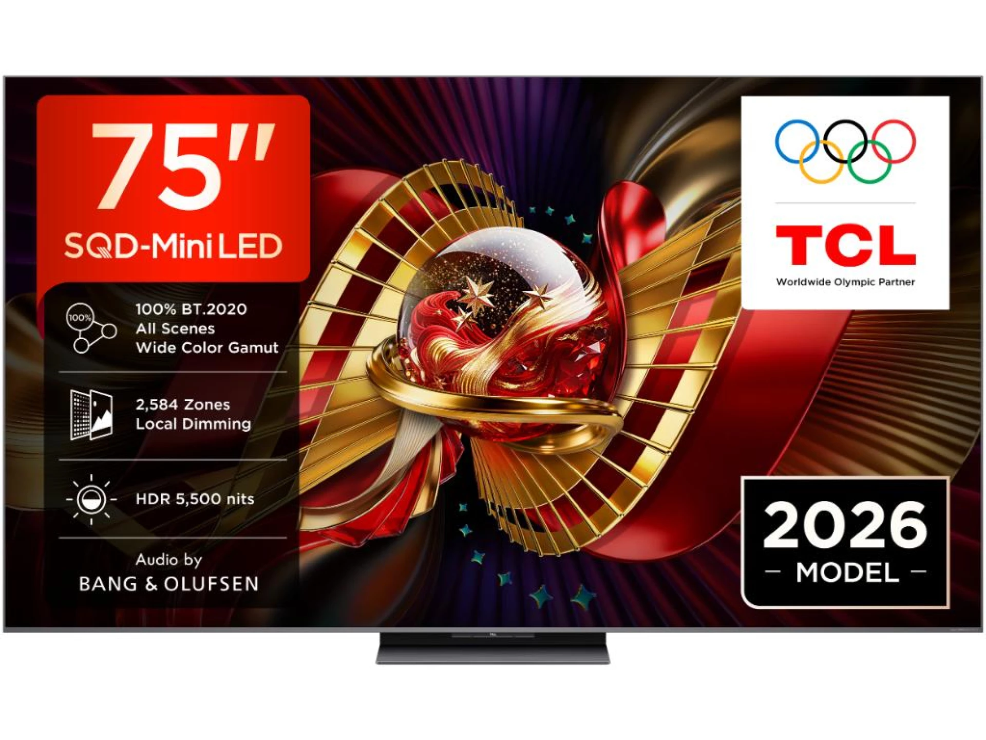 TCL 75"C8L 4K SQD-Mini LED;UHD 144Hz/288Hz FHD Google TV;B&O, 2584 zones, 5500 nits; Zeroborder