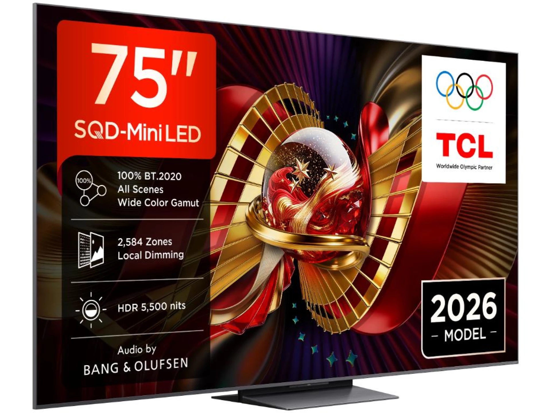 TCL 75"C8L 4K SQD-Mini LED;UHD 144Hz/288Hz FHD Google TV;B&O, 2584 zones, 5500 nits; Zeroborder
