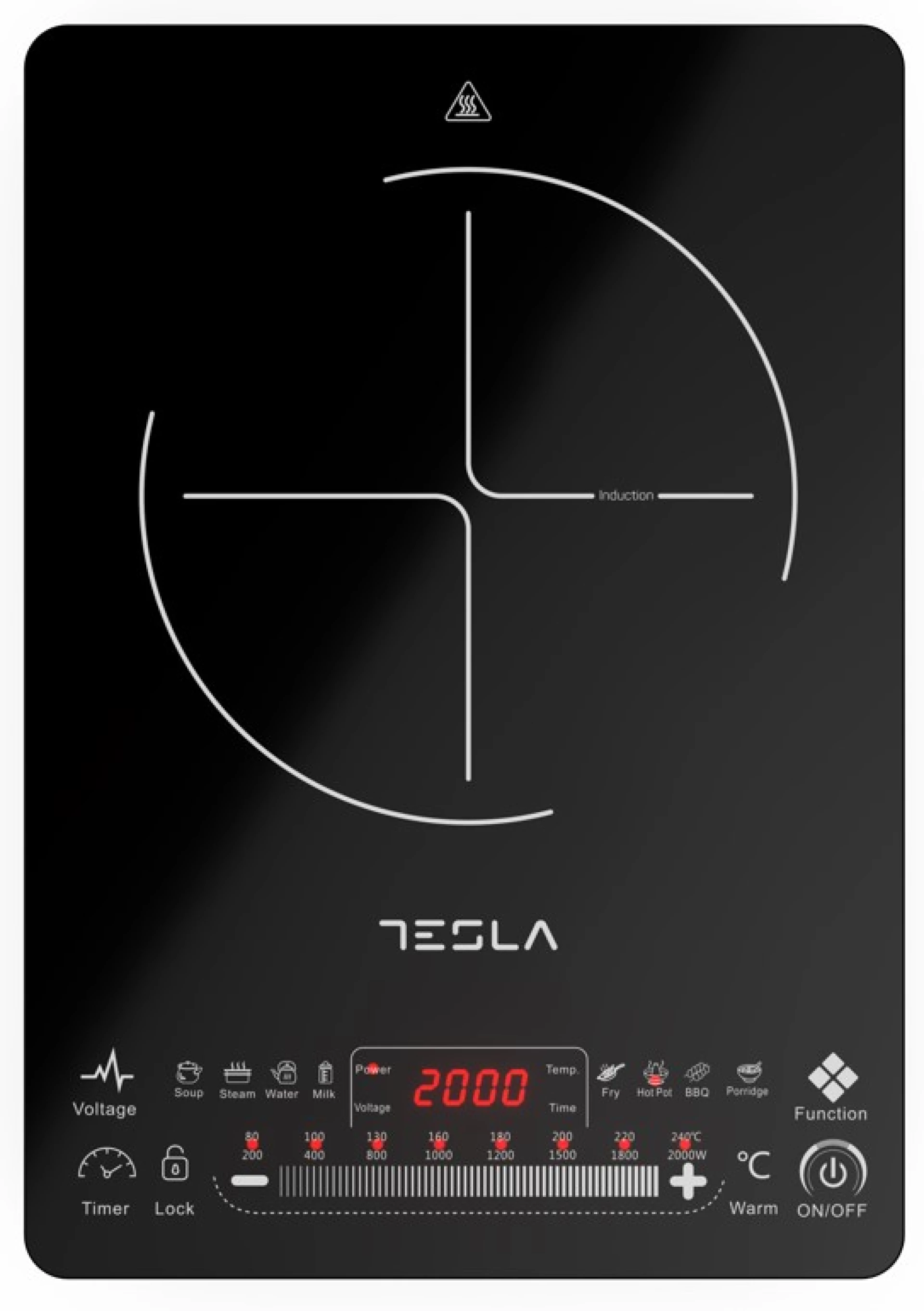 TESLA Indukcijski rešo IC400BSnaga 2000 W; Touch dugmići; 8 nivoa snage i temperature; 9 prog kuh