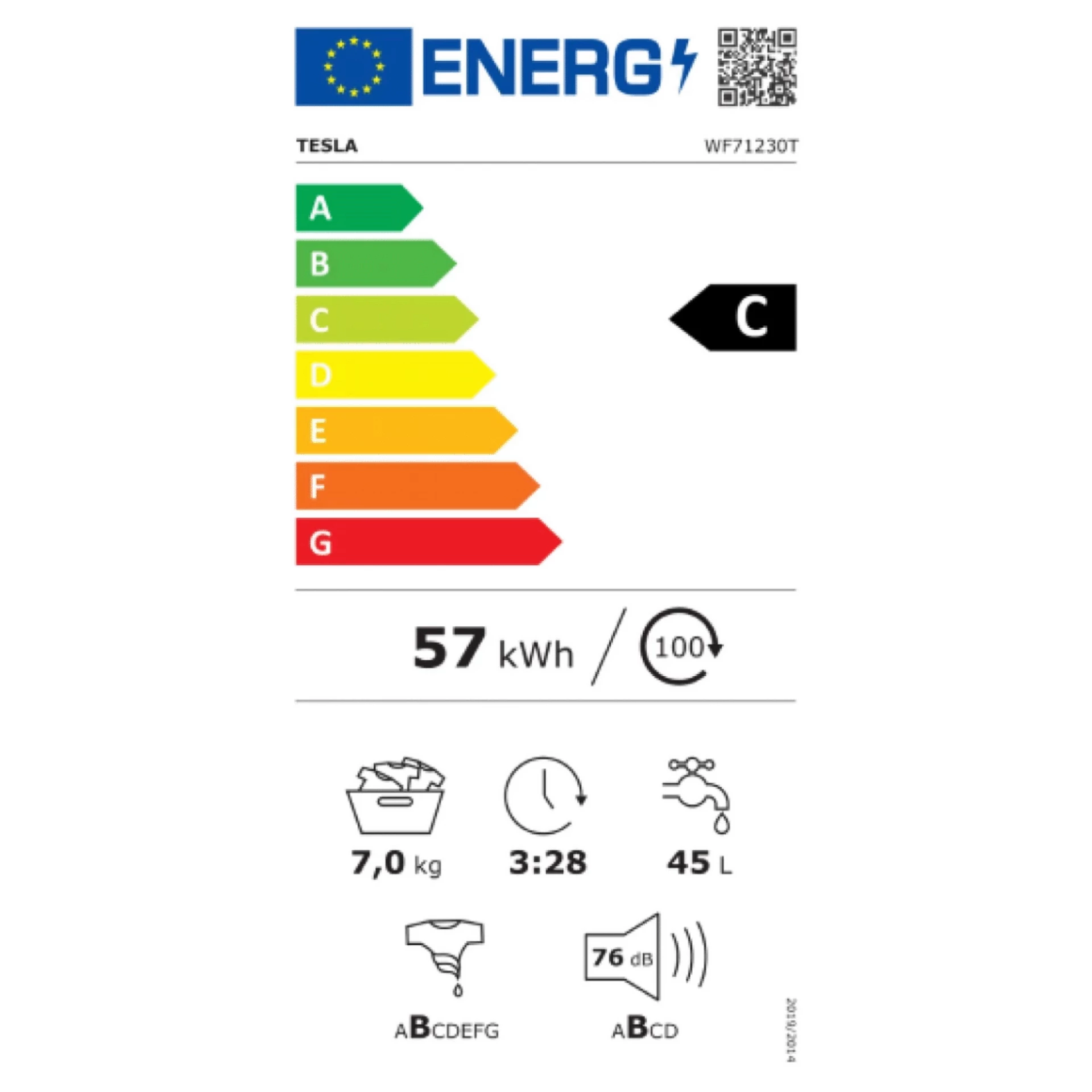 Tesla Mašina za veš, 1200 obrtaja, 7 kg veša, Inverter, C - WF71230T