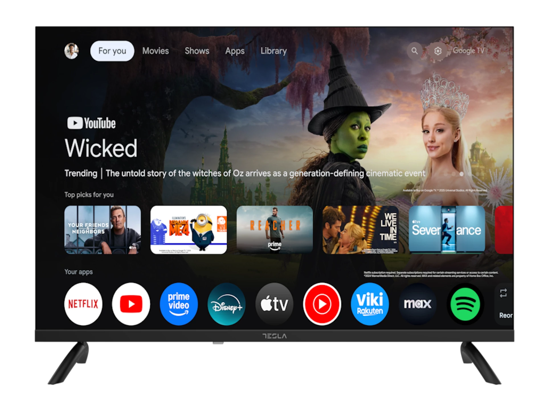 TESLA TV 32E655BHS HD Google  Powered by Google TV  2x10W Box Speakers