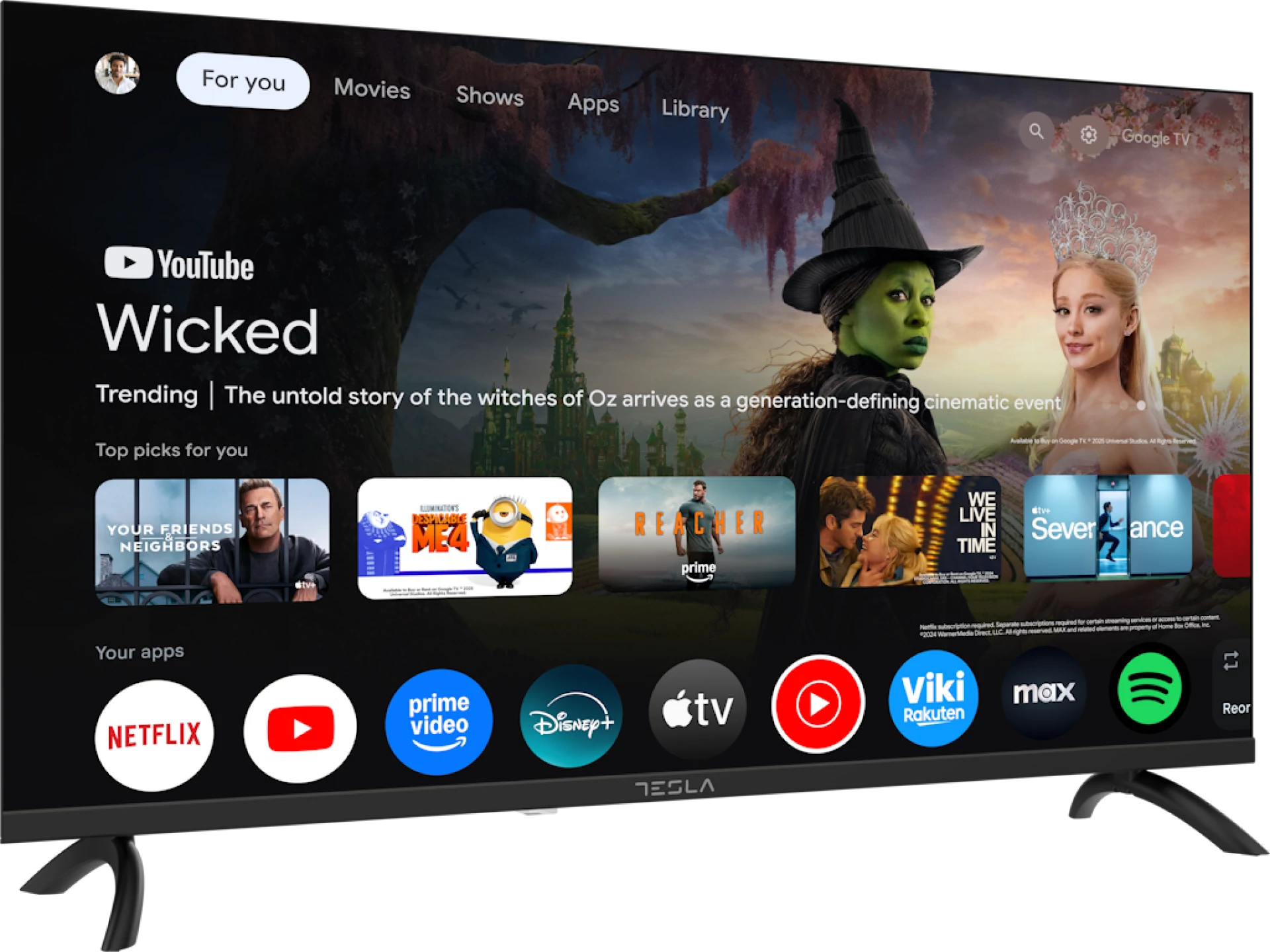 TESLA TV 32E655BHS HD Google  Powered by Google TV  2x10W Box Speakers
