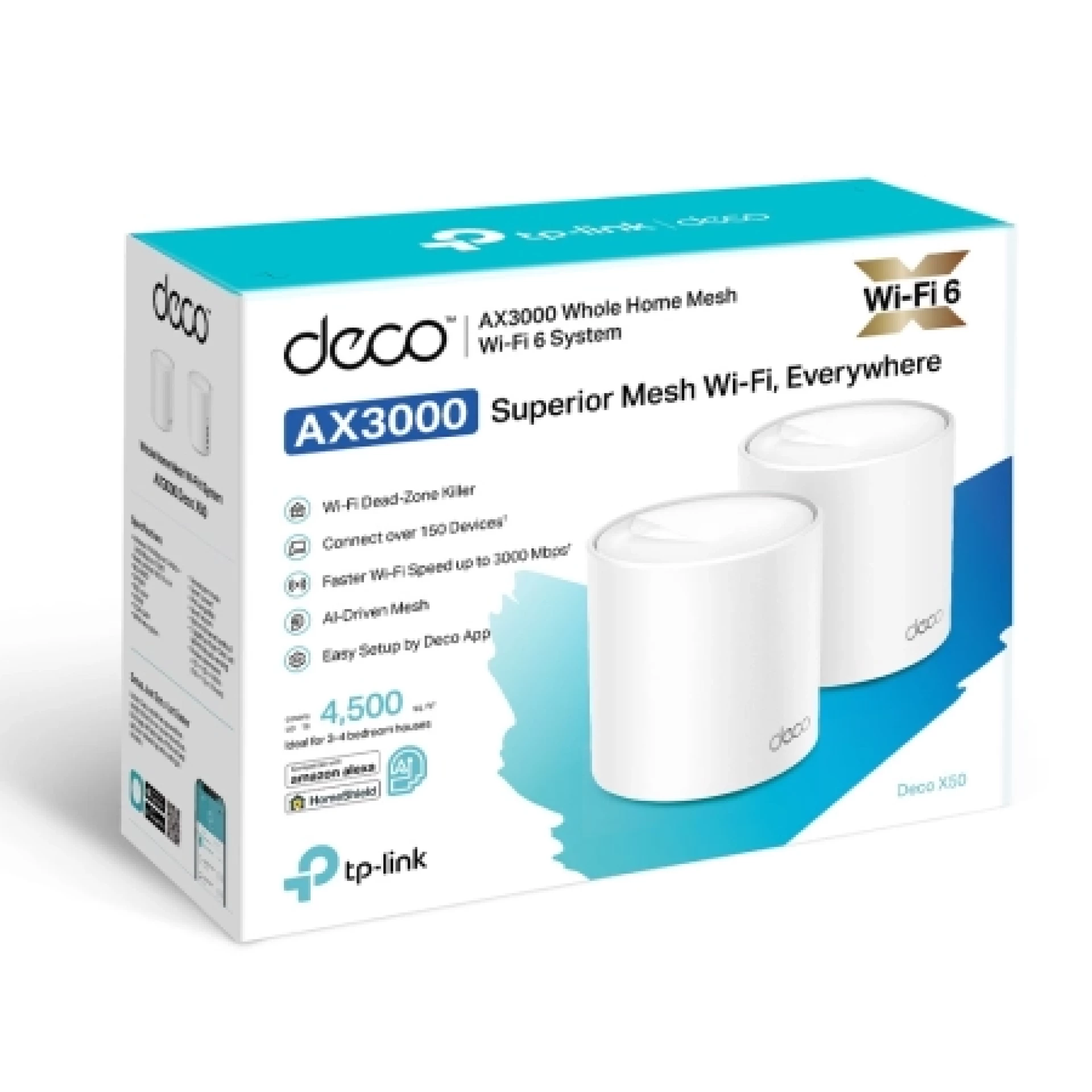 TP-Link Deco X50 (2-PACK) AX3000 Whole Home Mesh Wi-Fi 6 System