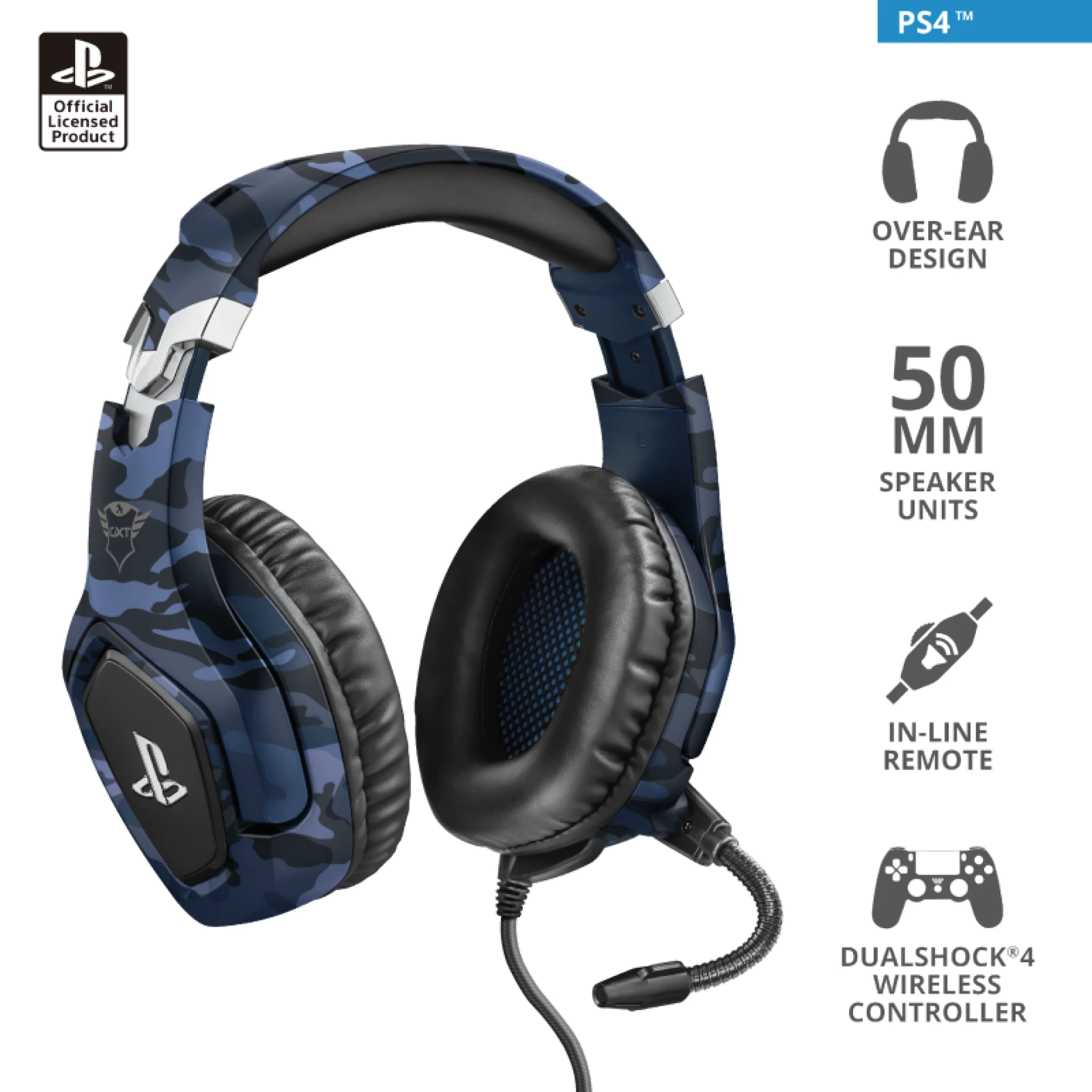 Trust GXT 488 Forze-B žičane gaming slušalice, PS4 i PS5,3.5 mm, plave