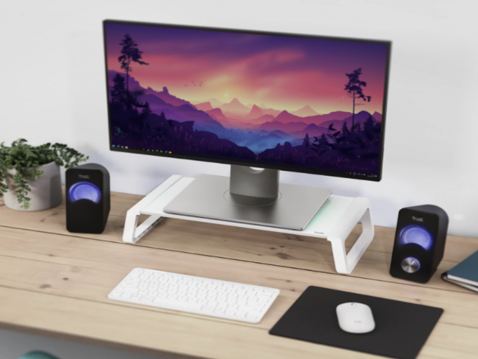 Trust Monta stand za monitor,kaljeno staklo, 50x20 cm,bijeli