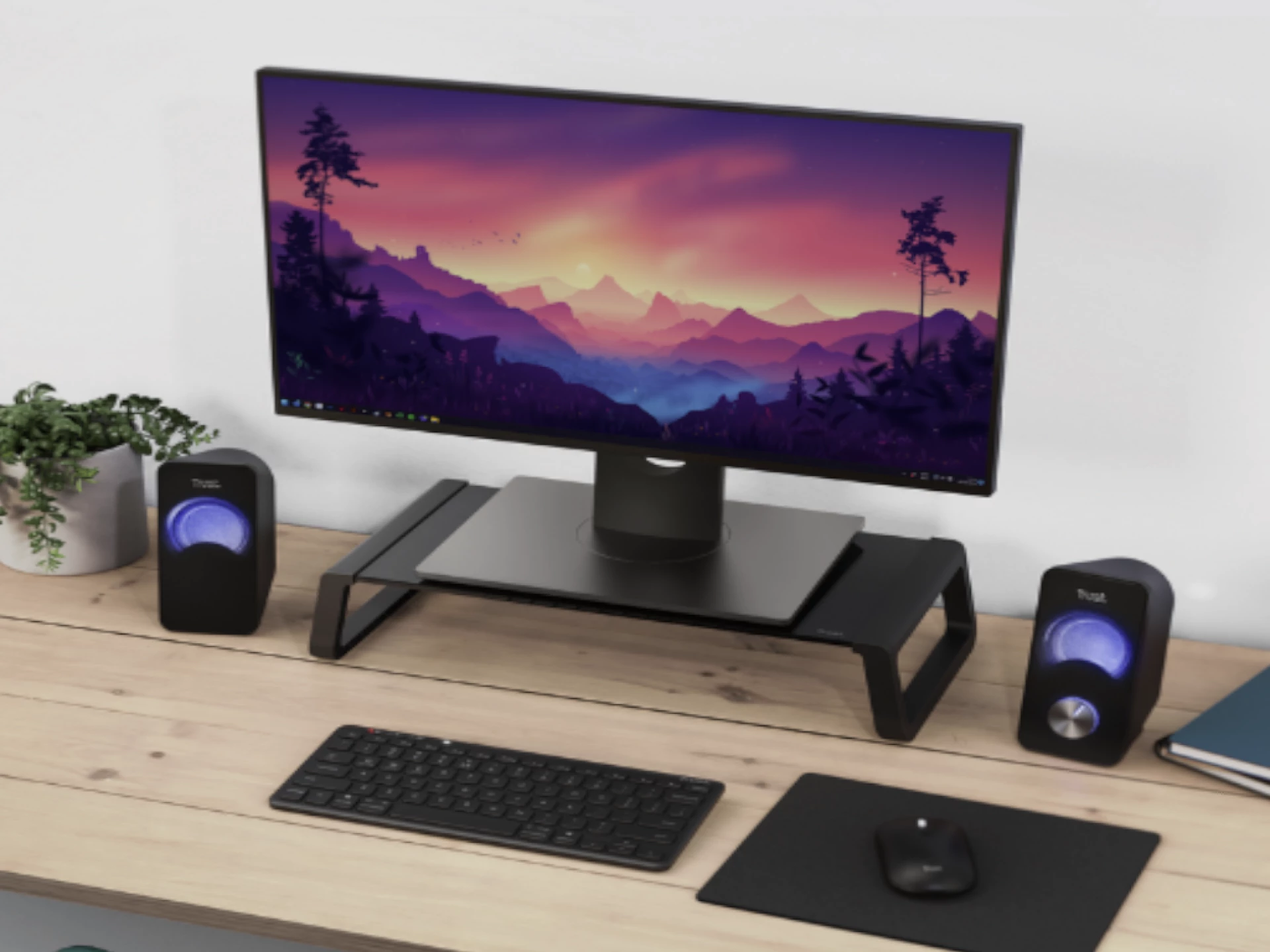 Trust Monta stand za monitor,kaljeno staklo, crni