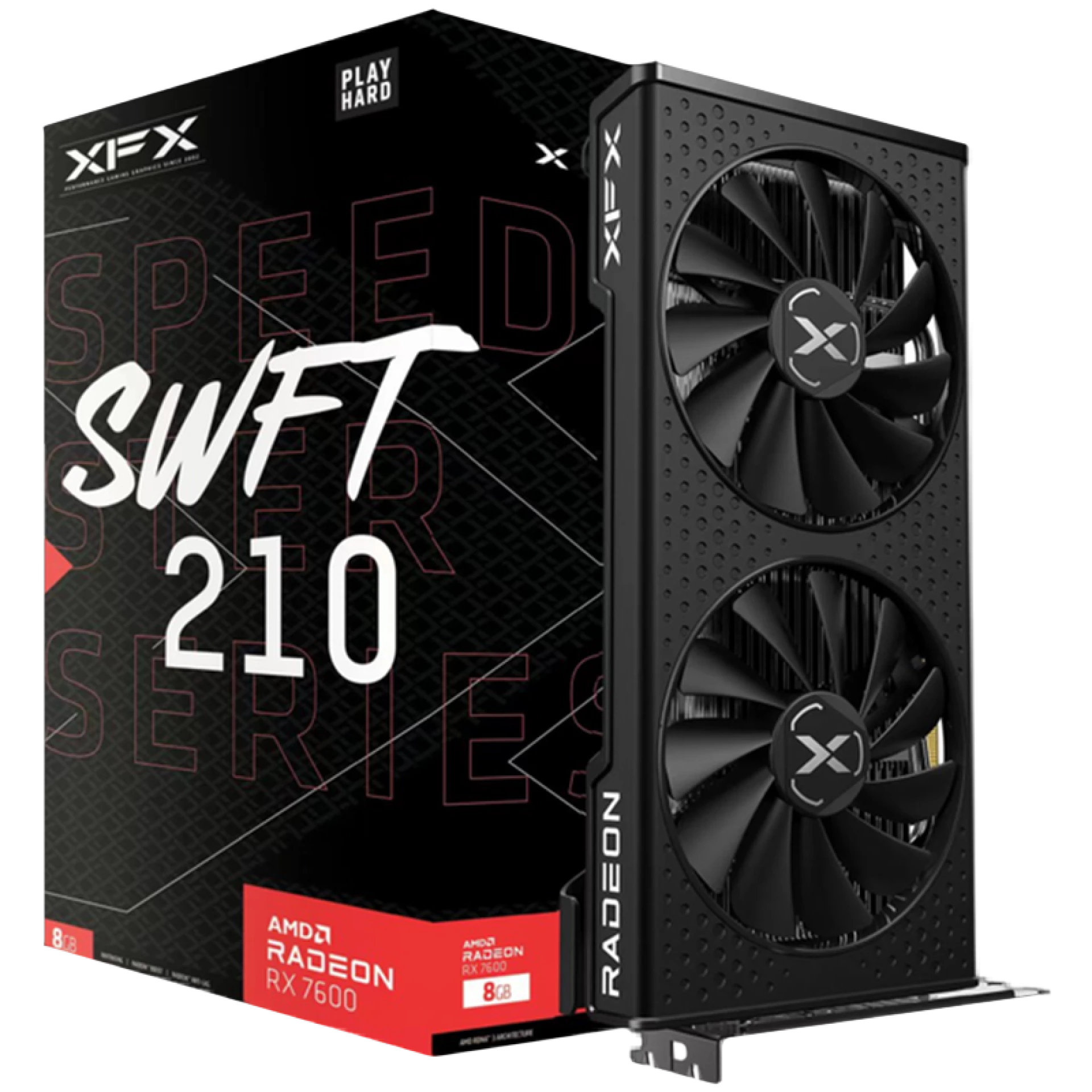 XFX SPEEDSTER SWFT210 RADEON RX7600 CORE Gaming Graphics Card with 8GBGDDR6 HDMI 3xDP, AMD RDNA™ 2