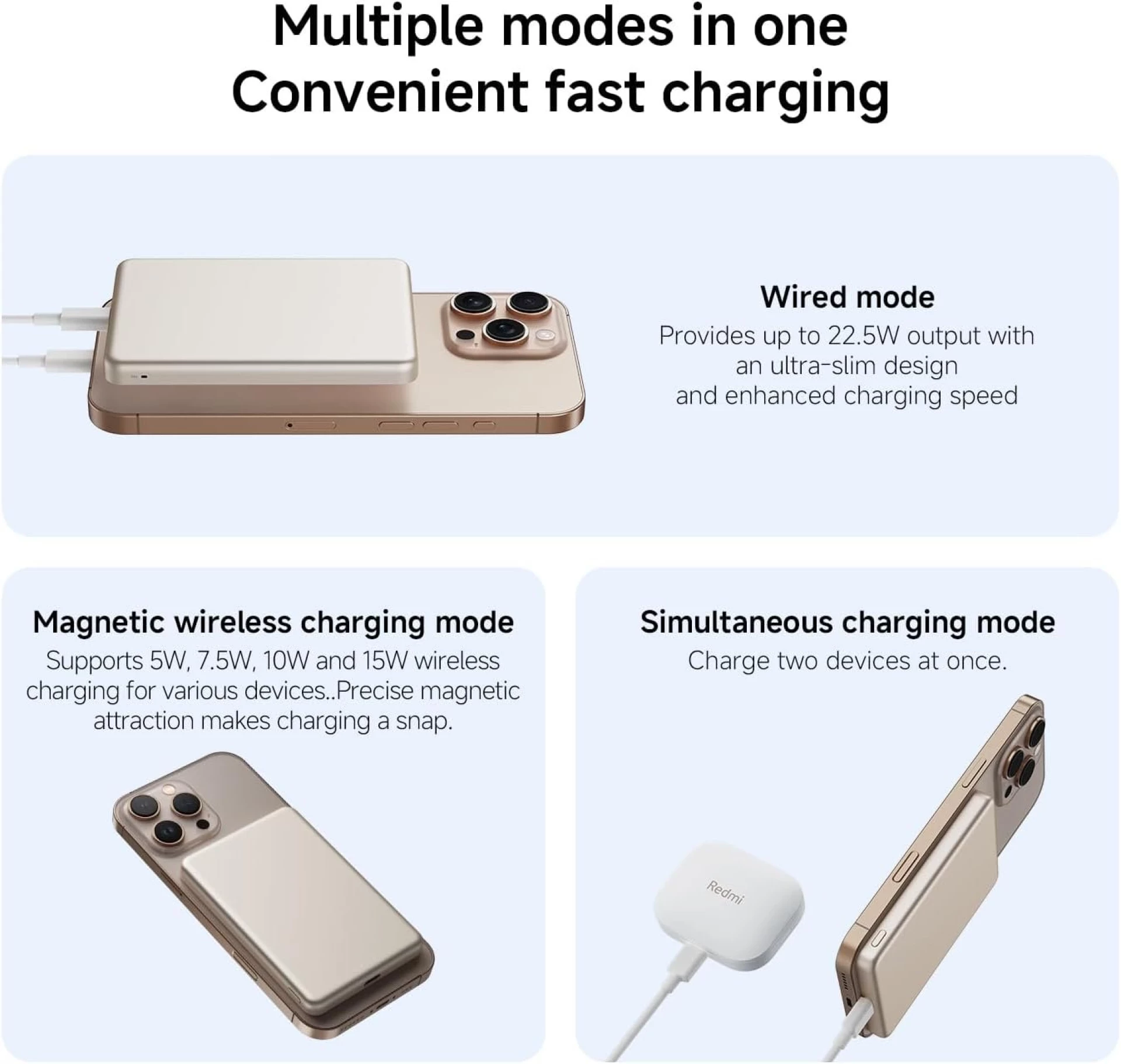 Xiaomi SuperSlim PB 5000 mAh plavi, USB-C x1, bežično punjenje