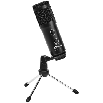 LORGAR Soner 313, Gaming Microphone, USB condenser microphone with Volume Knob & Echo Knob, Frequency Response: 80 Hz—17 kHz, including 1x Microphone, 1 x 2.5M USB Cable, 1 x Tripod Stand, dimensions: Ø47.4*158.2*48.1mm, weight: 243.0g, Black