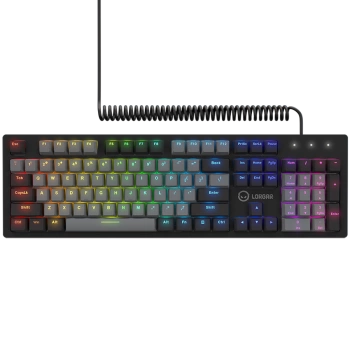 LORGAR Azar 514, Wired mechanical gaming keyboard, RGB backlight, 1680000 colour variations, 18 modes, keys number: 104, 50M clicks, linear dream switches, spring cable up to 3.4m, ABS plastic+metal, magnetic cover, 450*136*39mm, 1.17kg, black, EN layout