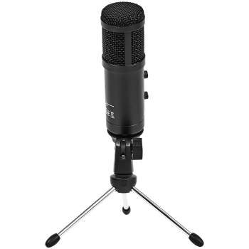 LORGAR Soner 313, Gaming Microphone, USB condenser microphone with Volume Knob & Echo Knob, Frequency Response: 80 Hz—17 kHz, including 1x Microphone, 1 x 2.5M USB Cable, 1 x Tripod Stand, dimensions: Ø47.4*158.2*48.1mm, weight: 243.0g, Black